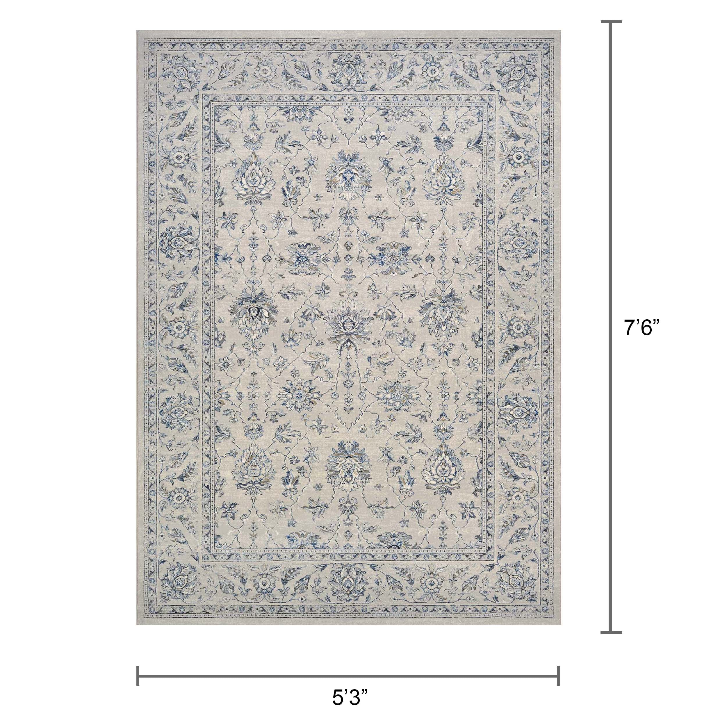 Couristan 71429696053076T 5 ft. 3 in. x 7 ft. 6 in. Sultan Treasures All Over Mashhad Rug, Grey