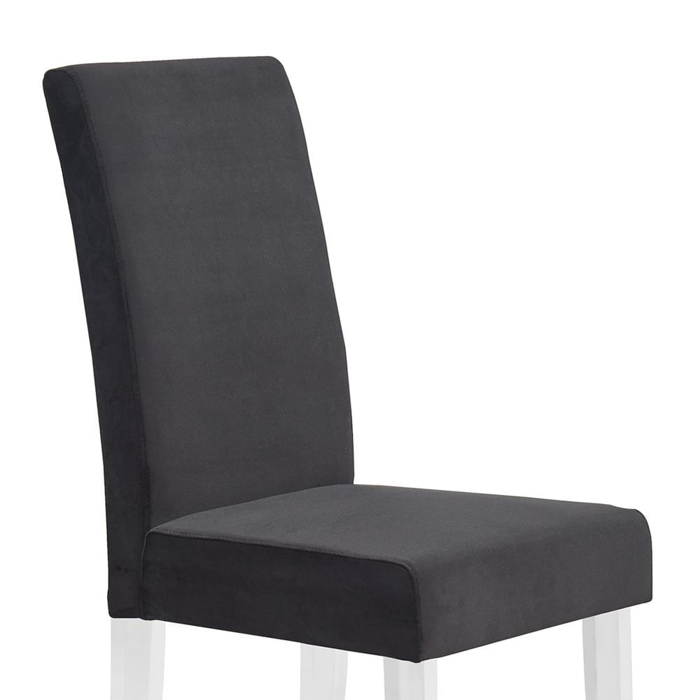 Black Velvet High Back Upholstered Side Chair with Acrylic Legs