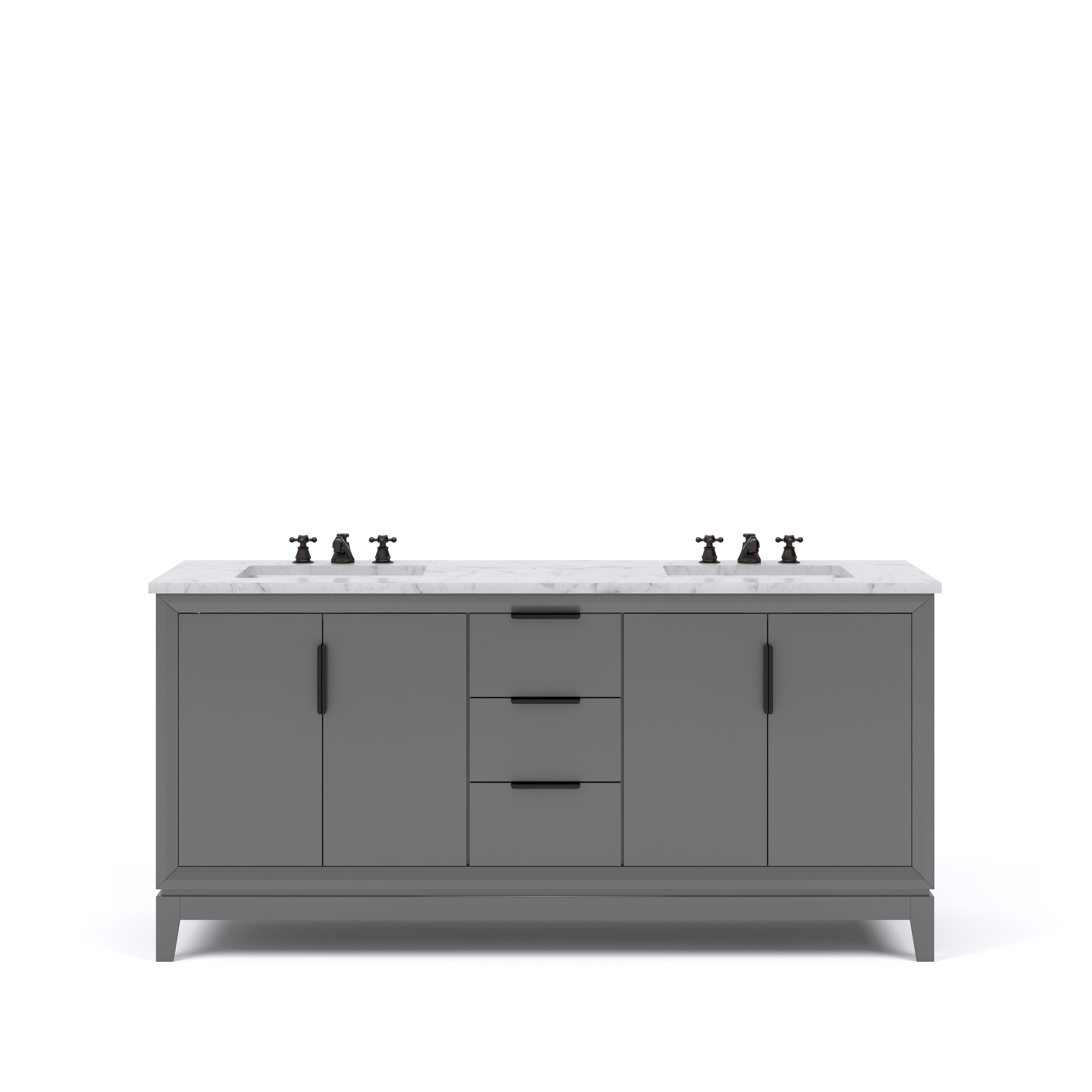 Elizabeth 72" Cashmere Grey Double Sink Freestanding Bathroom Vanity with Marble Top
