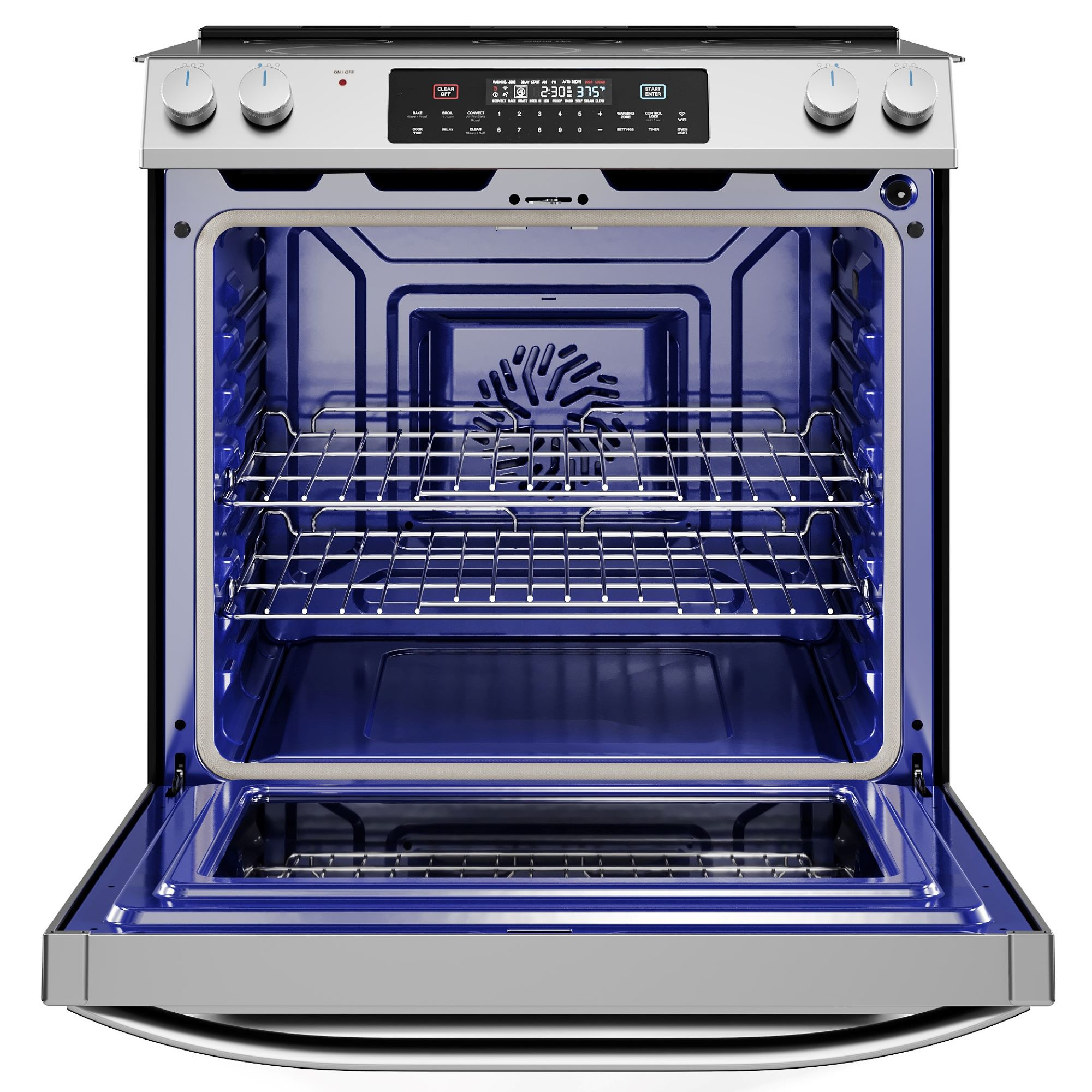 Midea 30-In Slide-In Electric Range with Wi-Fi Connectivity and Fan Convection, Stainless Steel,  MES30S2AST