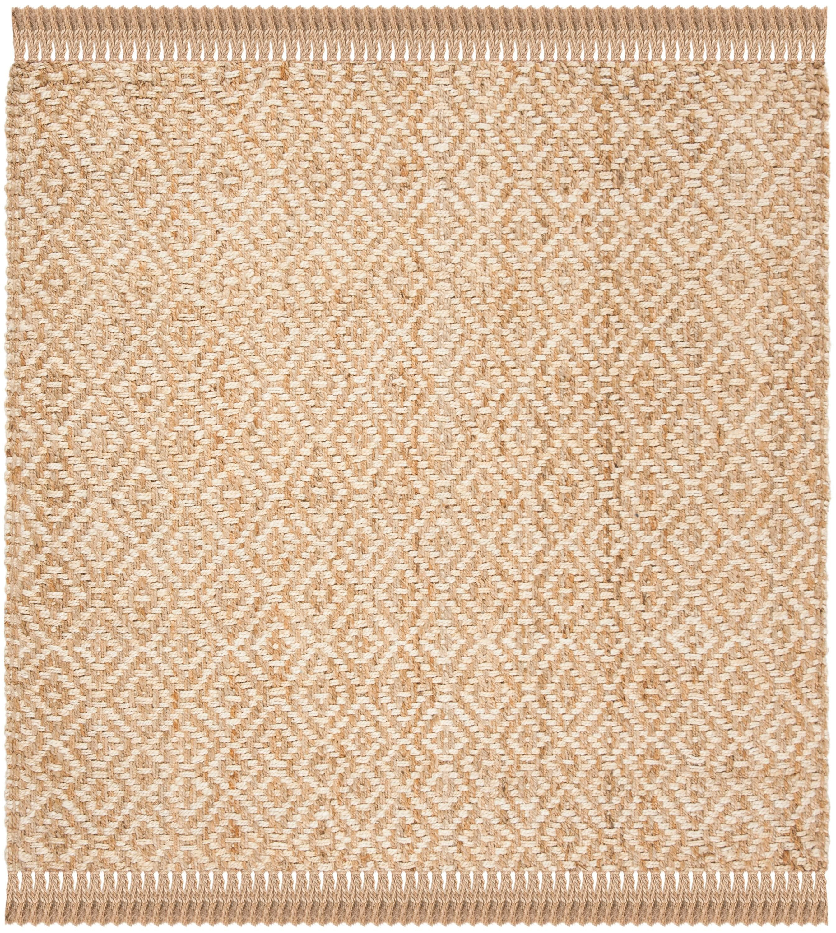 Safavieh Natural Fiber Davie 6 x 6 (ft) Jute Ivory/Natural Square Indoor Geometric Coastal Area rug