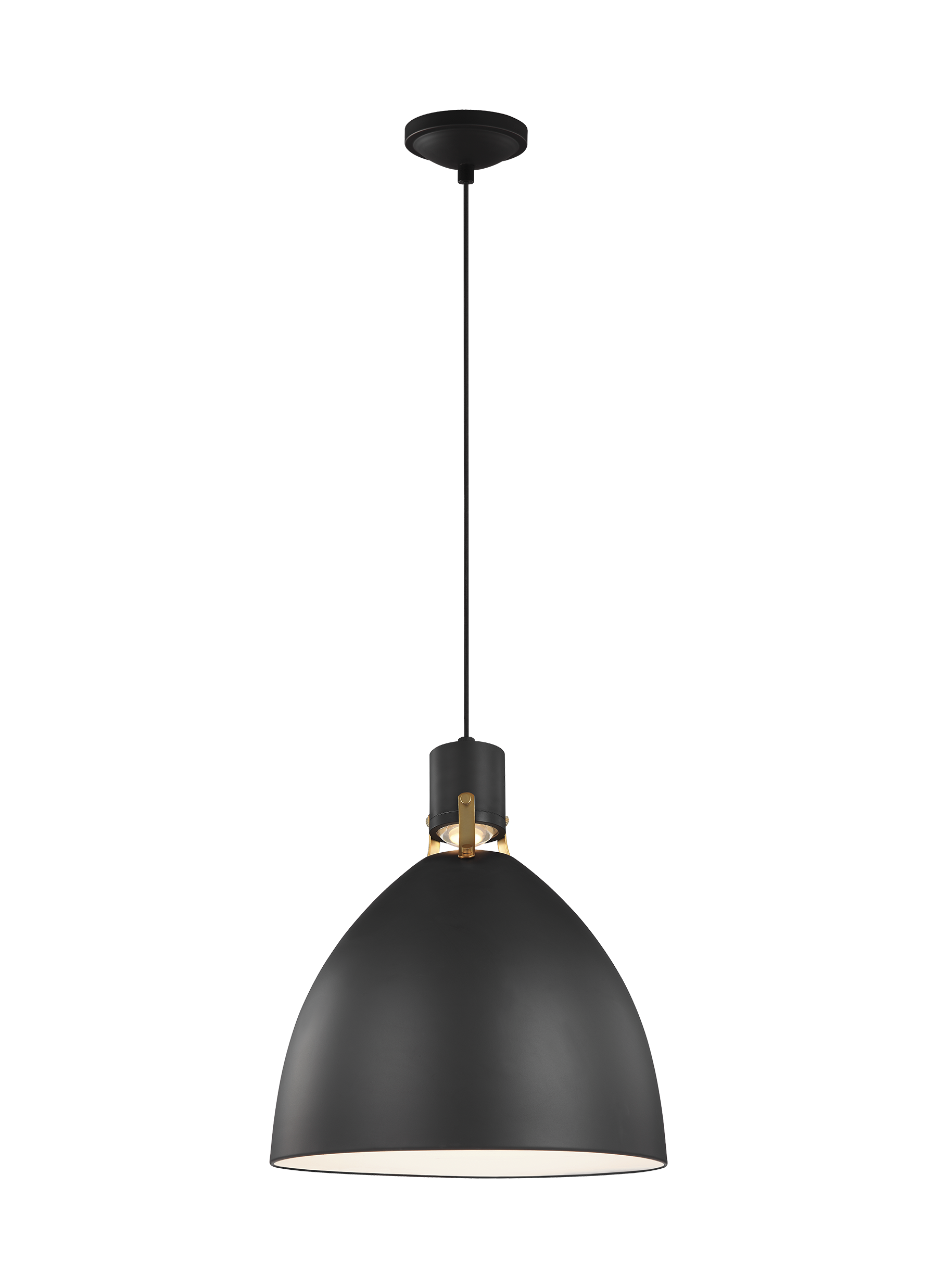 Generation Lighting Brynne 1 -Light Matte Black Modern/contemporary Bowl Integrated LED Large Hanging Pendant light
