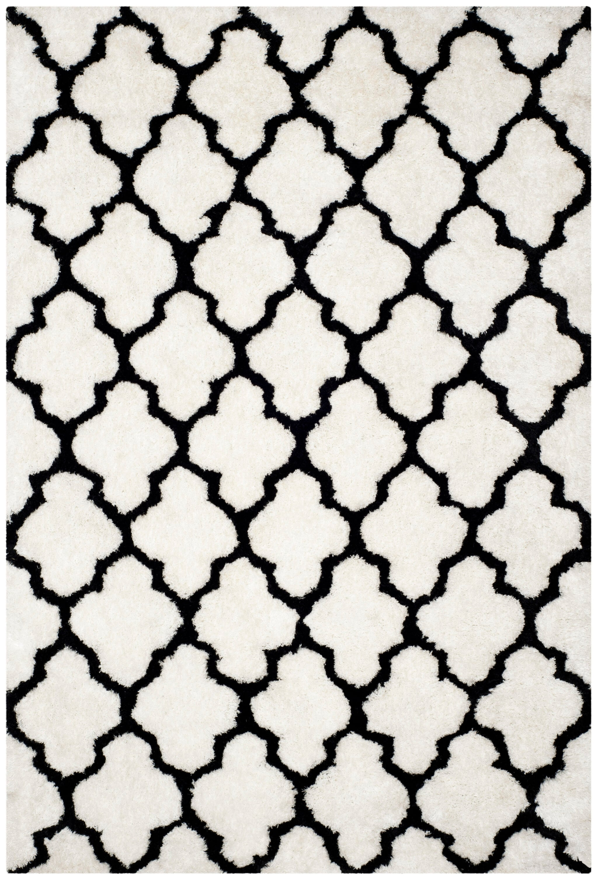 SAFAVIEH Barcelona Shag Mira Geometric Area Rug, Ivory/Black, 6' x 9'