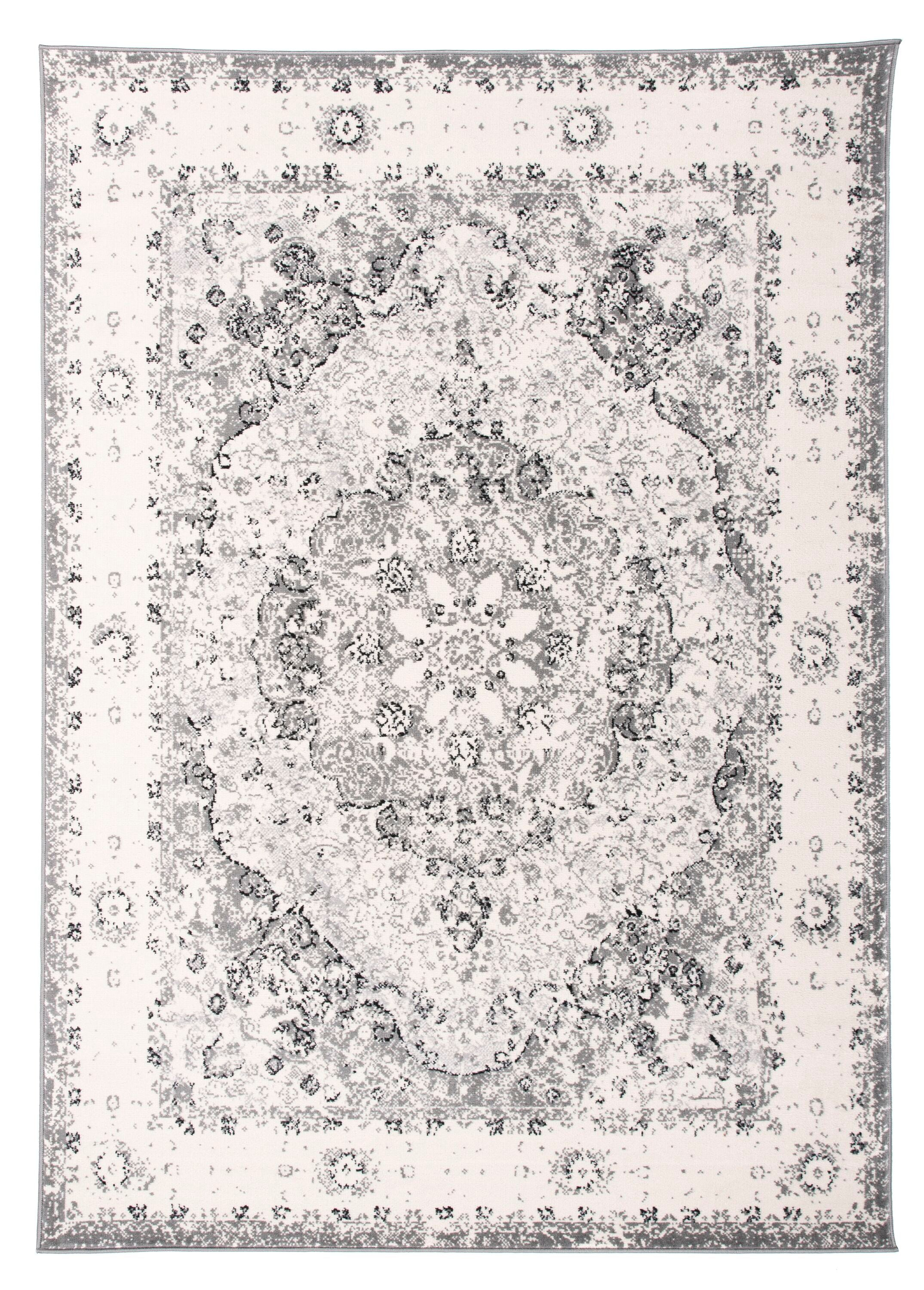 10x14 Large Area Rug - Vintage Washable Rug for Living Room with Non-Slip Low-Pile Traditional Medallion Border Rugs with Stain Resistant Foldable Retro Accent Indoor Thin Carpet
