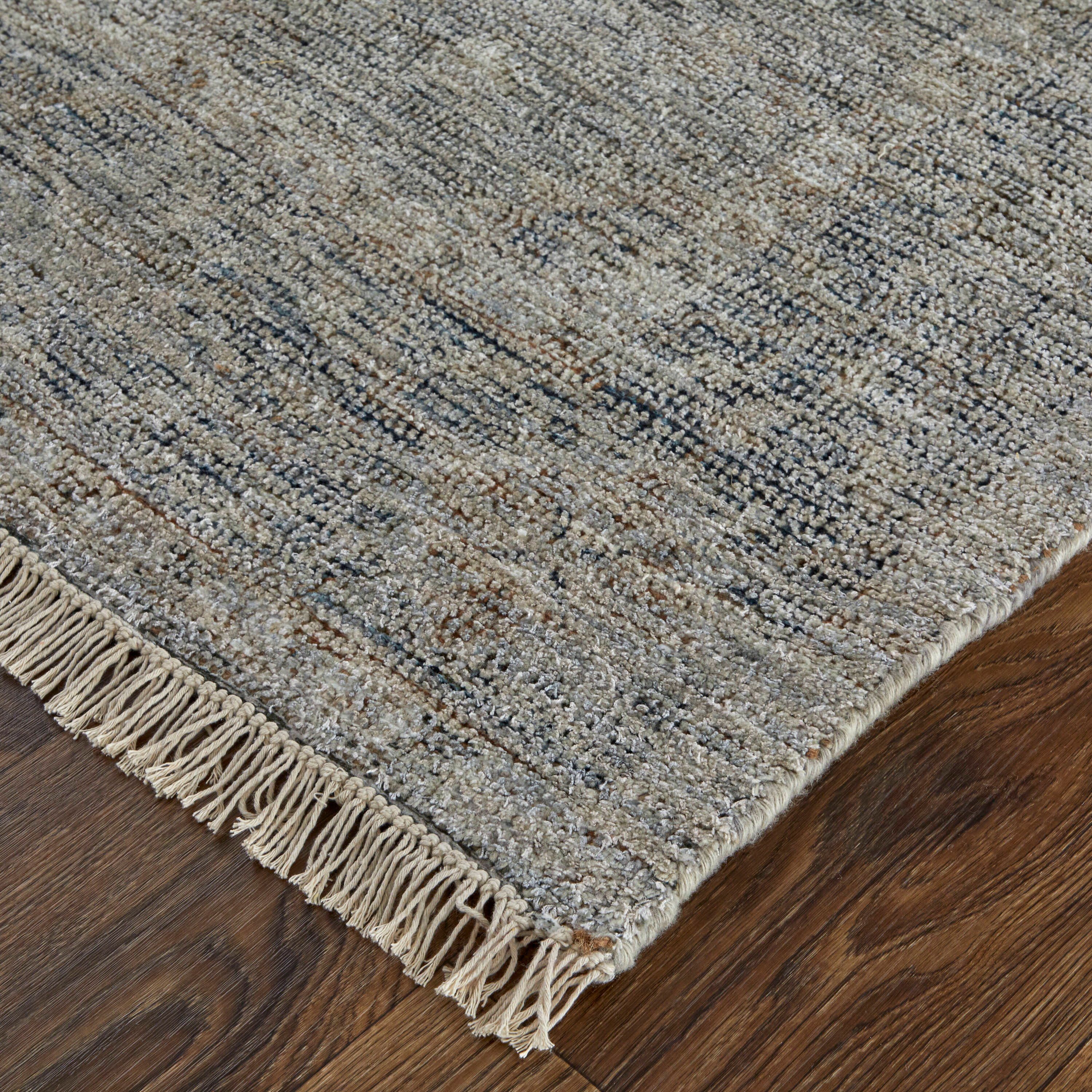 Elegant Denim Blue Distressed Persian 9' x 12' Wool Area Rug