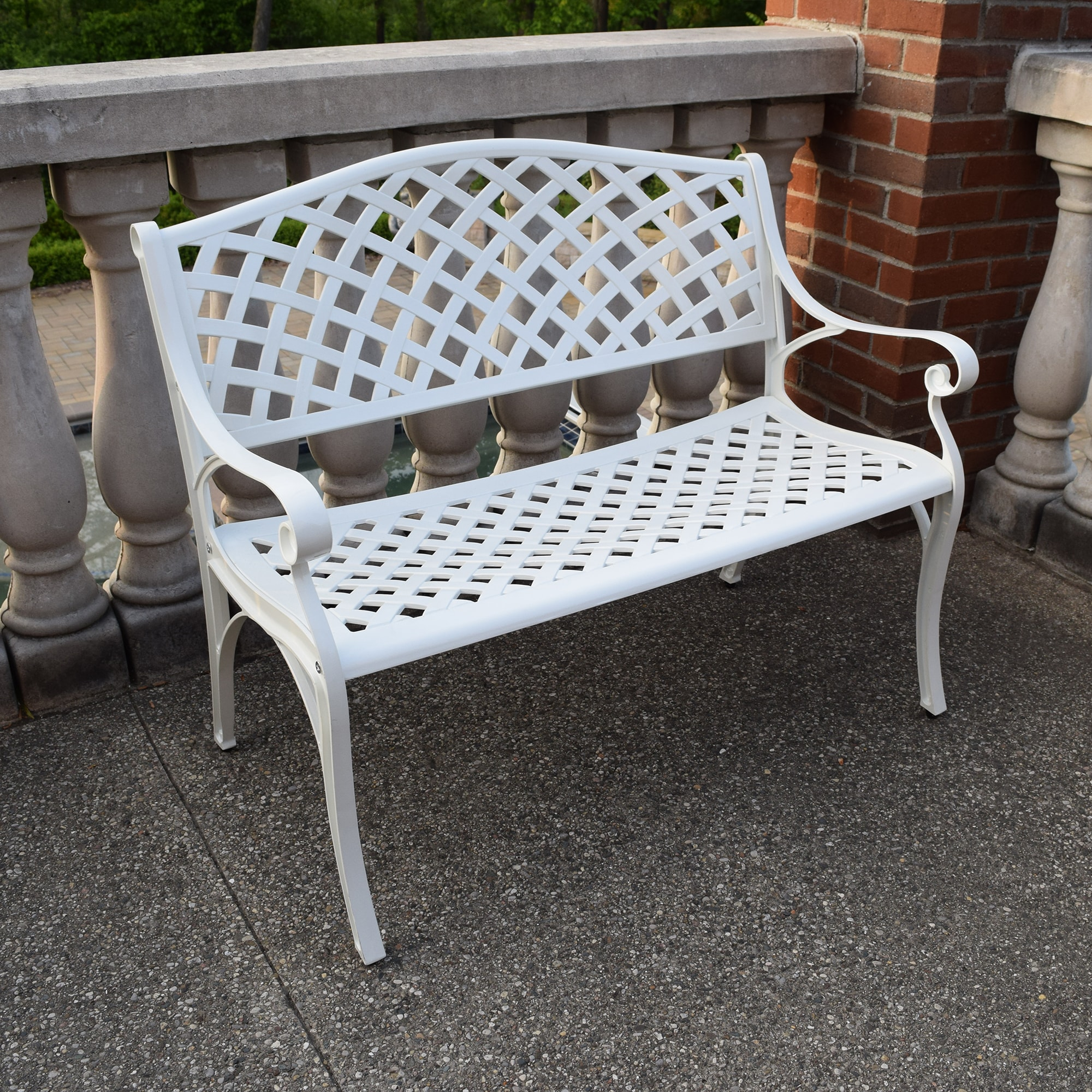 Oakland Living Outdoor Aluminum Modern Black Bronze Grey White Patio Bench Loveseat White