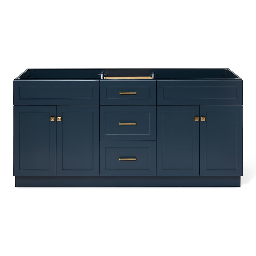 Ariel Hamlet 72 In. Double Sink Base Cabinet In Midnight Blue