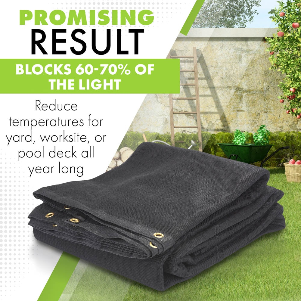 WindscreenSupplyCo Heavy Duty 12' x 16' Black Knitted Mesh Tarp with Grommets 60-70% Shade