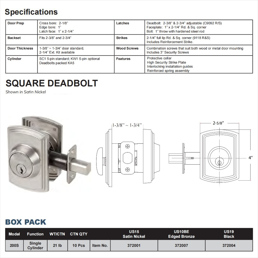 Italian Electronic Single Cylinder Deadbolt