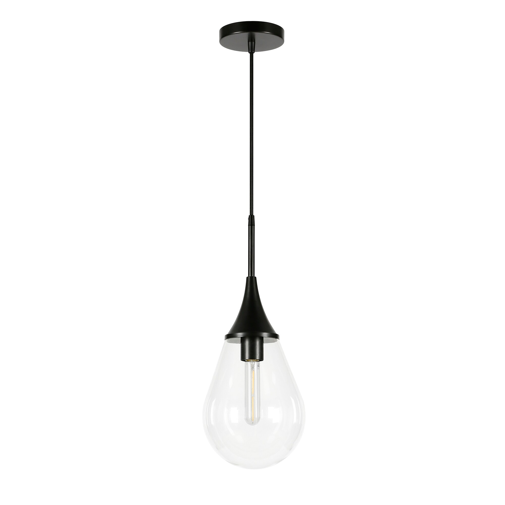 Ambrose Teardrop Glass Pendant with Polished Nickel Base