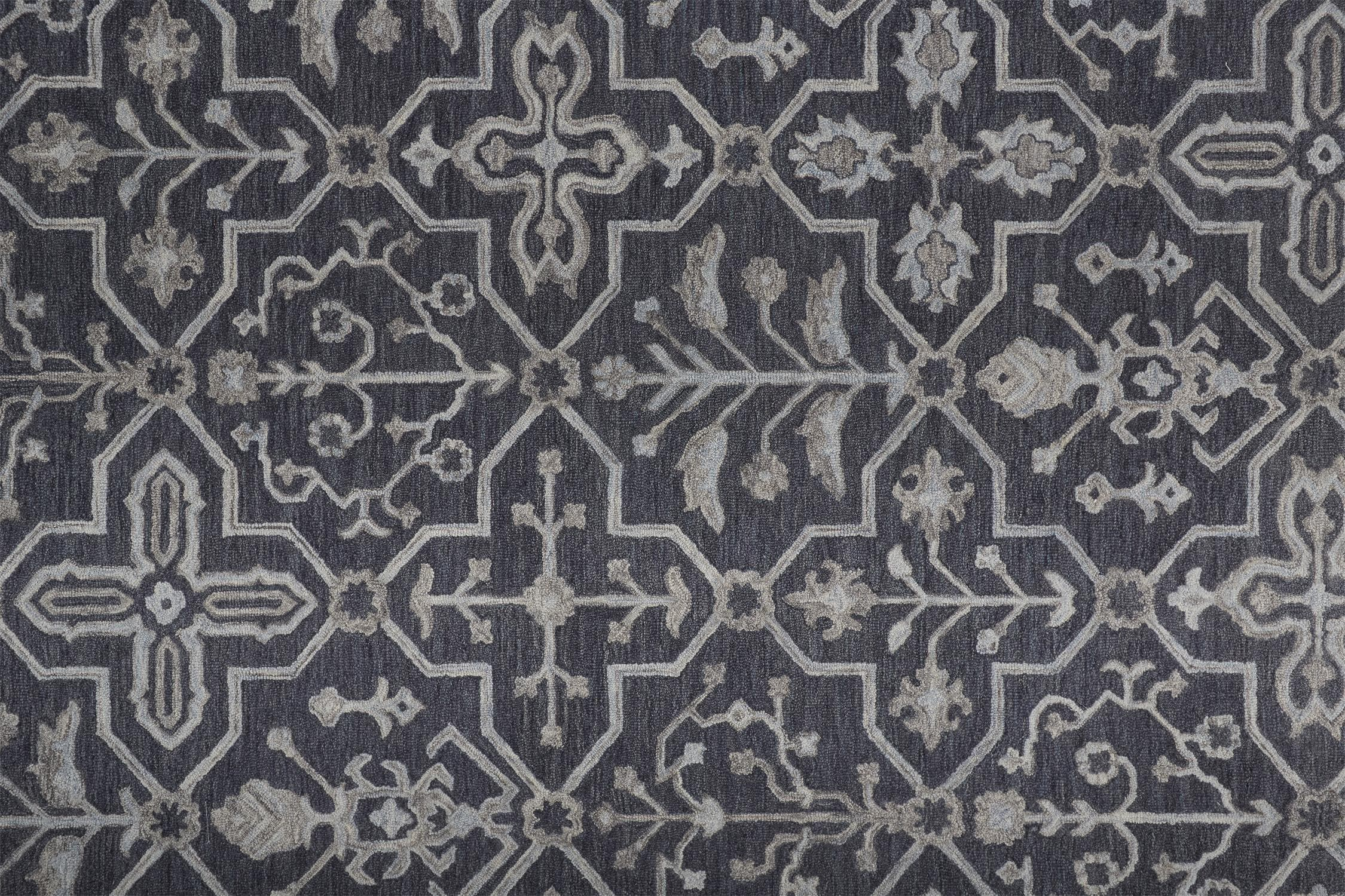 Room Envy Faris 4 x 6 (ft) Tufted Wool Odyssey Gray/Light Gray Rectangular Indoor Floral/Botanical Global Area rug