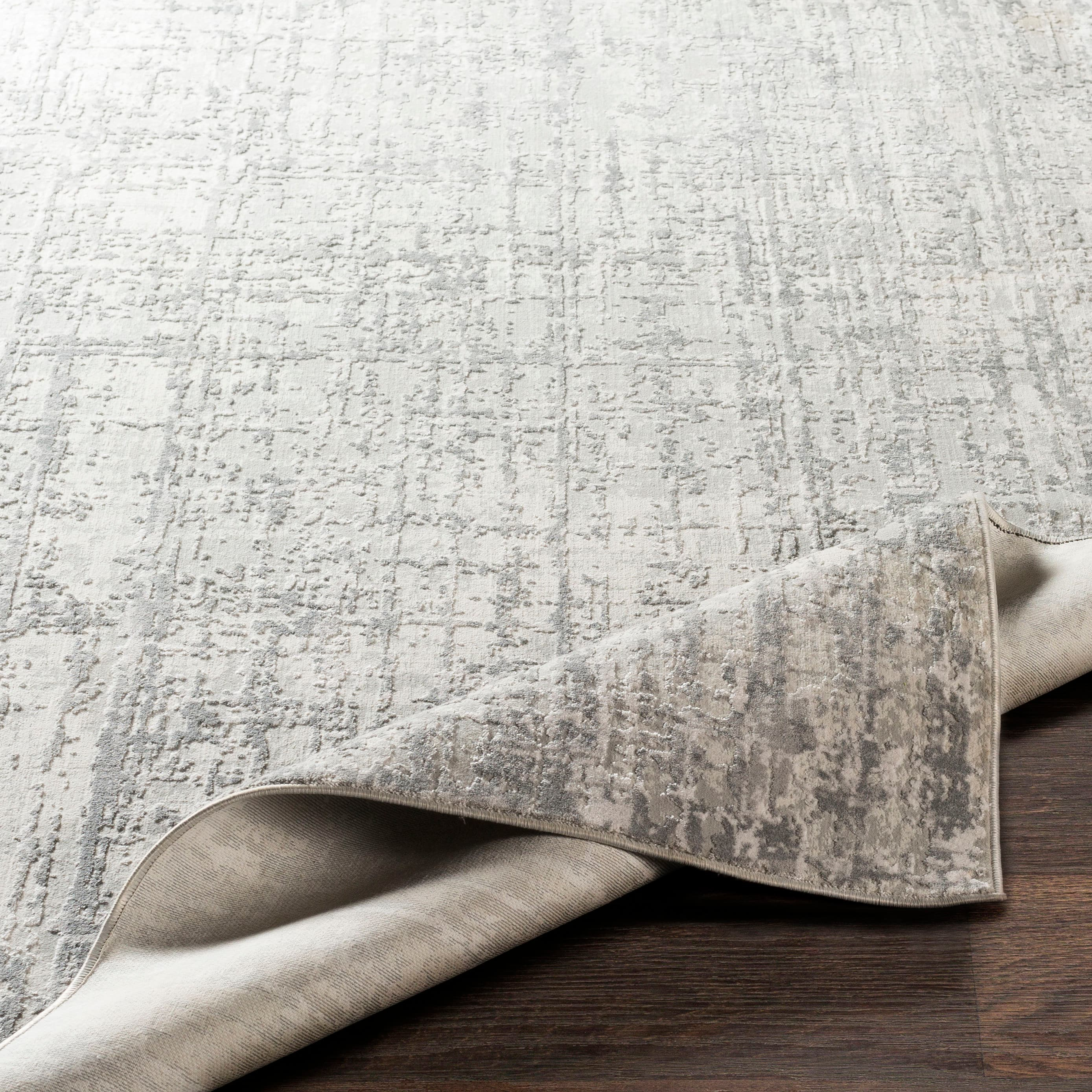 Reversible Rectangular 5' x 7' Gray and White Wool-Blend Rug
