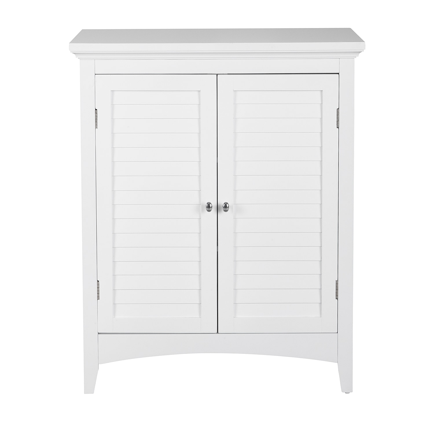 White Engineered Wood Bathroom Floor Cabinet with Adjustable Shelving