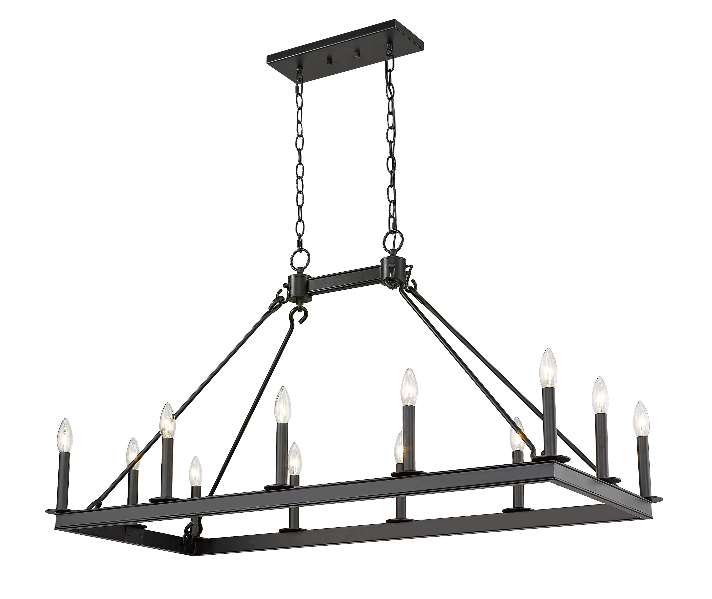 Z-Lite Barclay 12 Light Transitional Steel Island Pendant in Matte Black