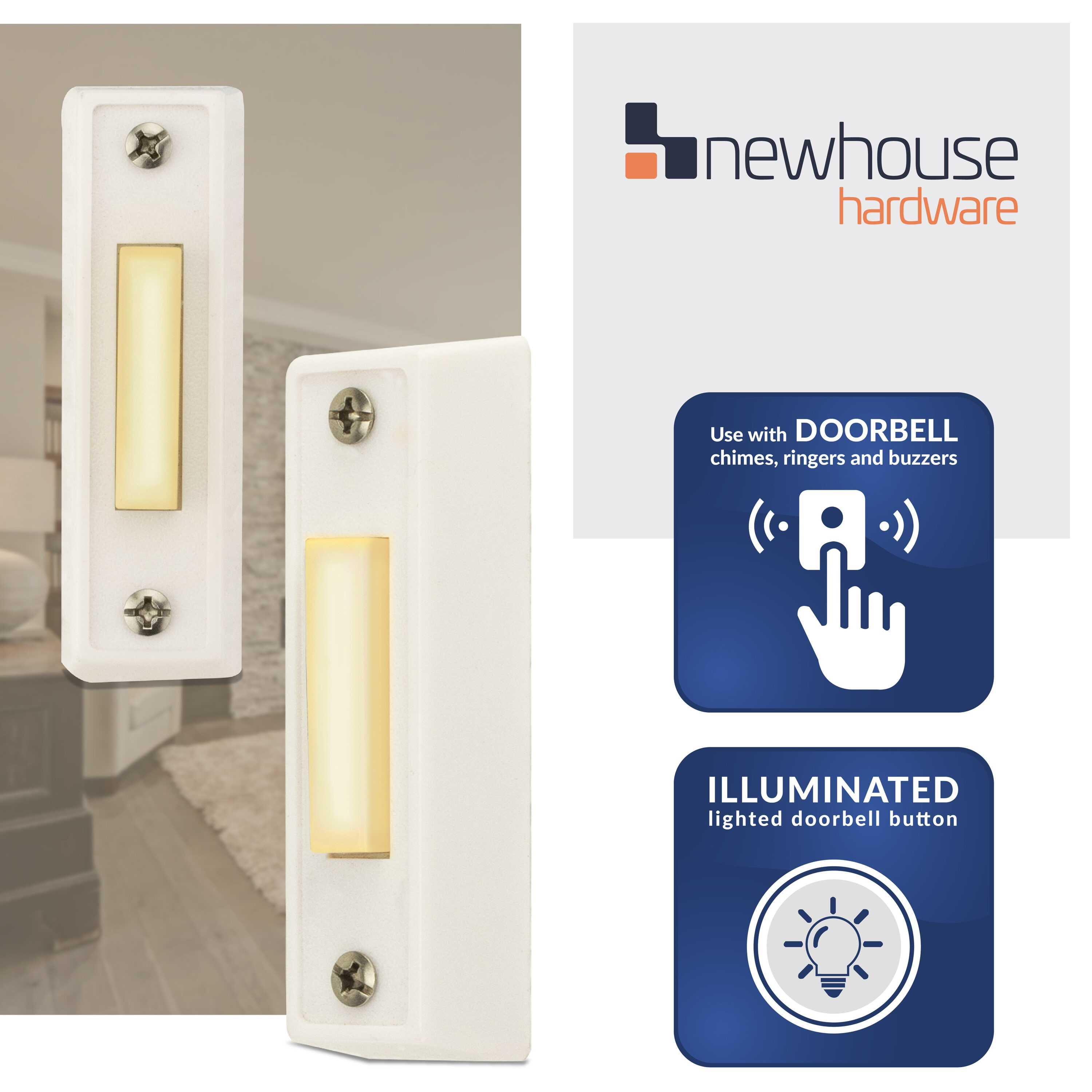 Newhouse Hardware White Doorbell replacement button