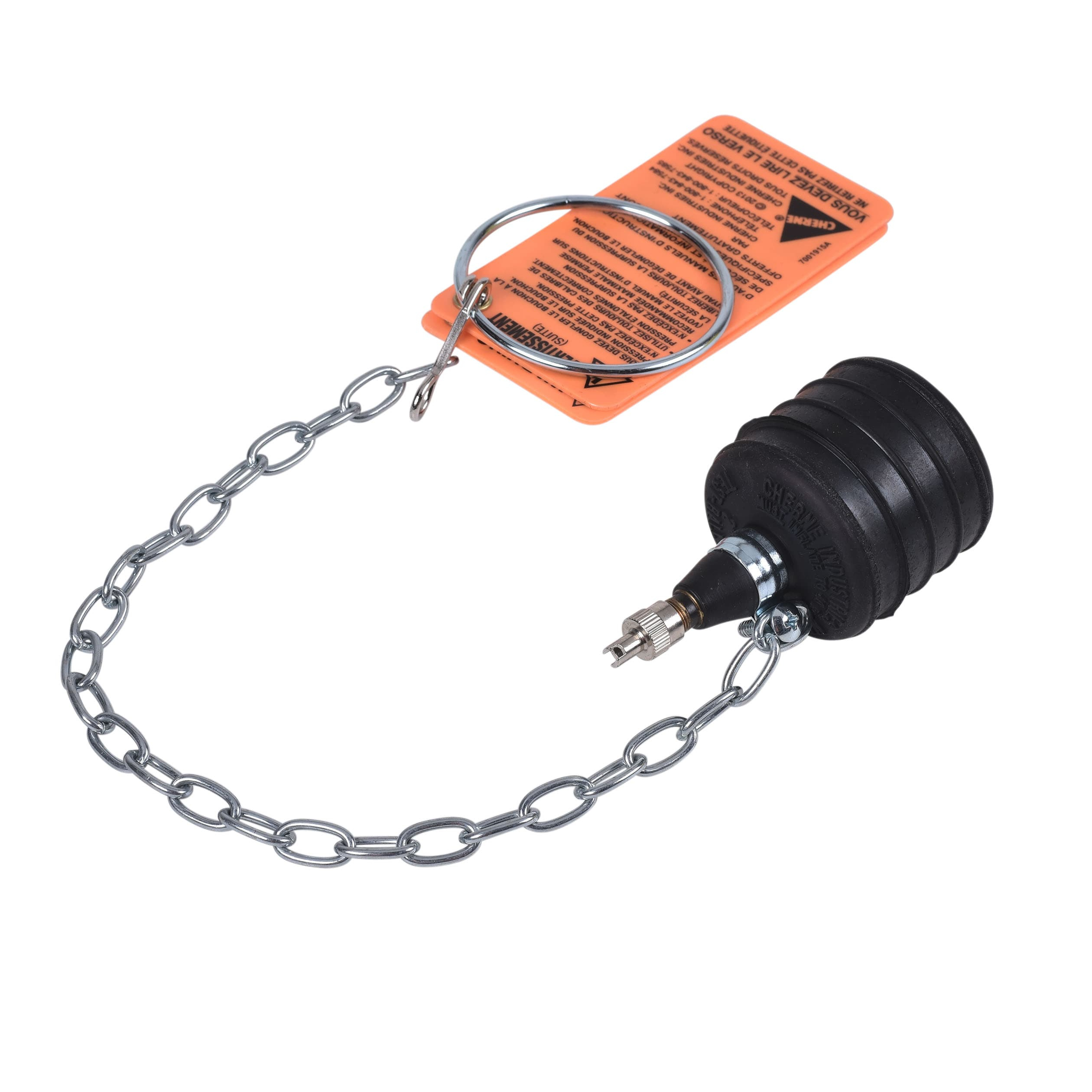 Black Rubber Inflatable Test Ball Plug with Zinc-Plated Chain