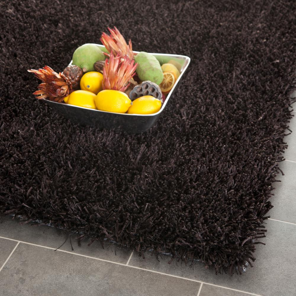 SAFAVIEH New Orleans Darius Solid Polyester Shag Area Rug, Chocolate, 5' x 8'