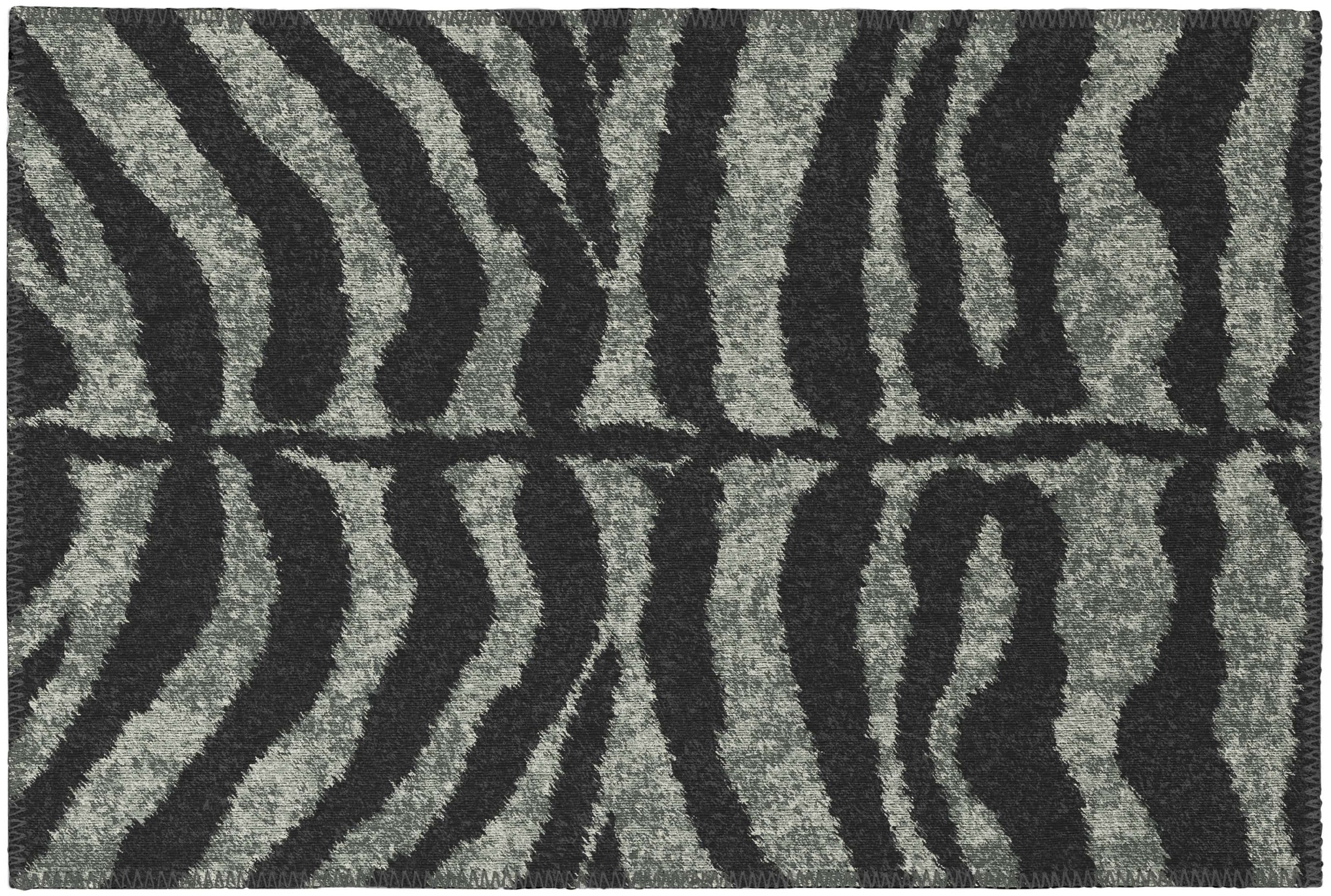 Addison Rugs Addison Indoor/ Outdoor Safari Zebra Animal Print Washable Area Rug 1'8" x 2'6" - Shadow