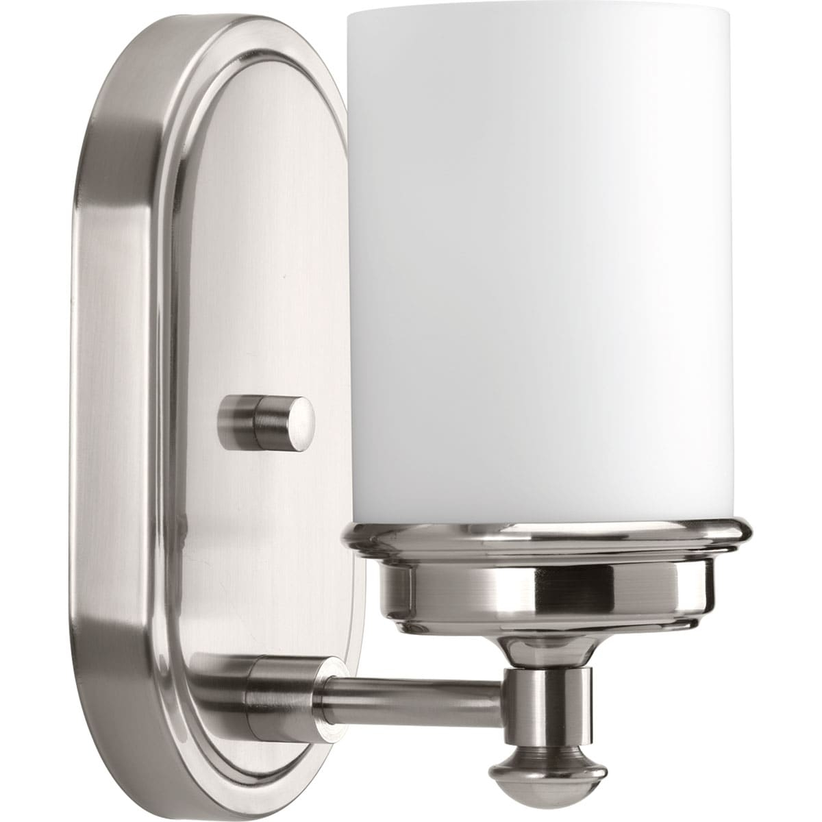 Progress Lighting Glide Collection 1-Light Wall Sconce, Brushed Nickel, Etched Opal Glass