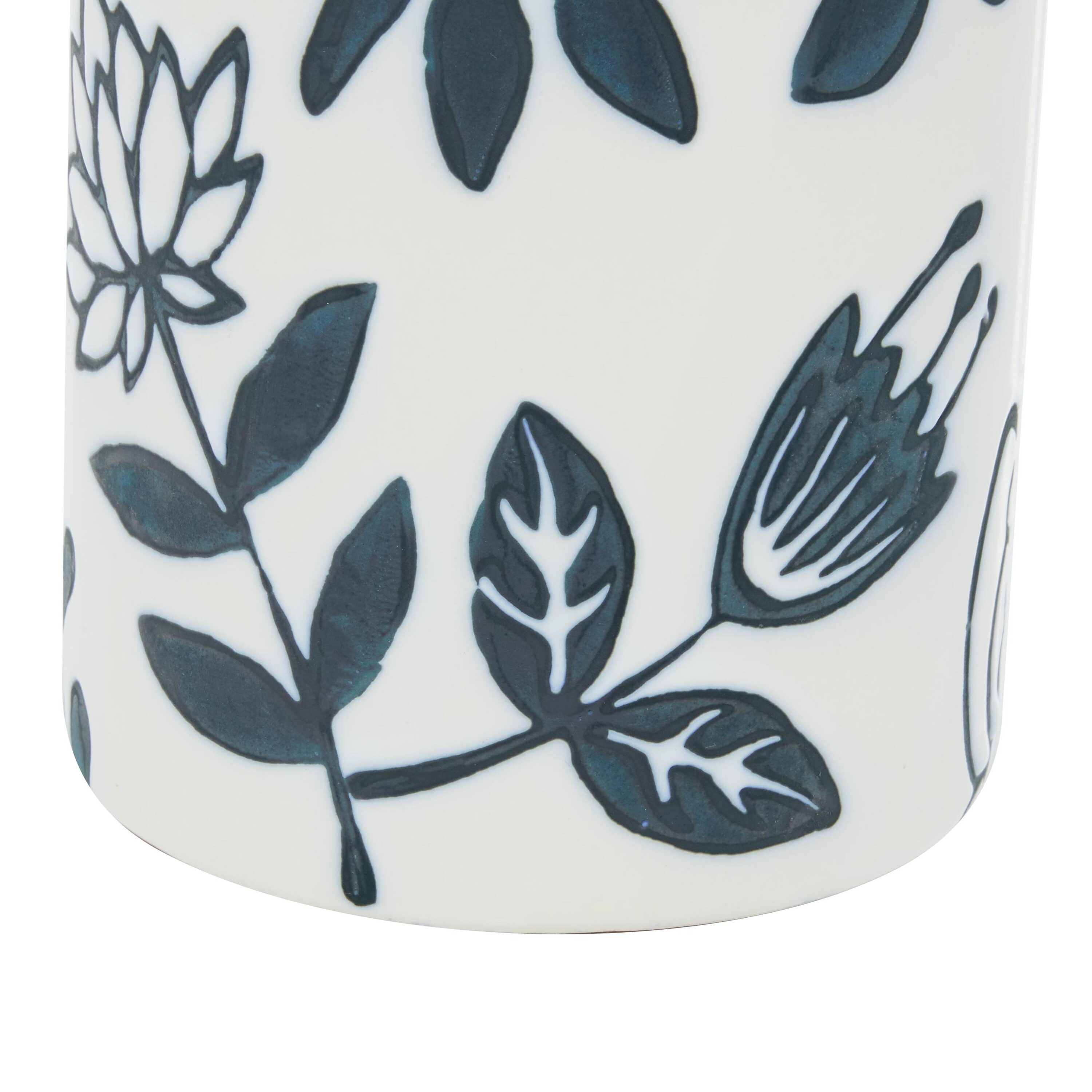 The Novogratz 12" Floral Handmade Blue Ceramic Vase
