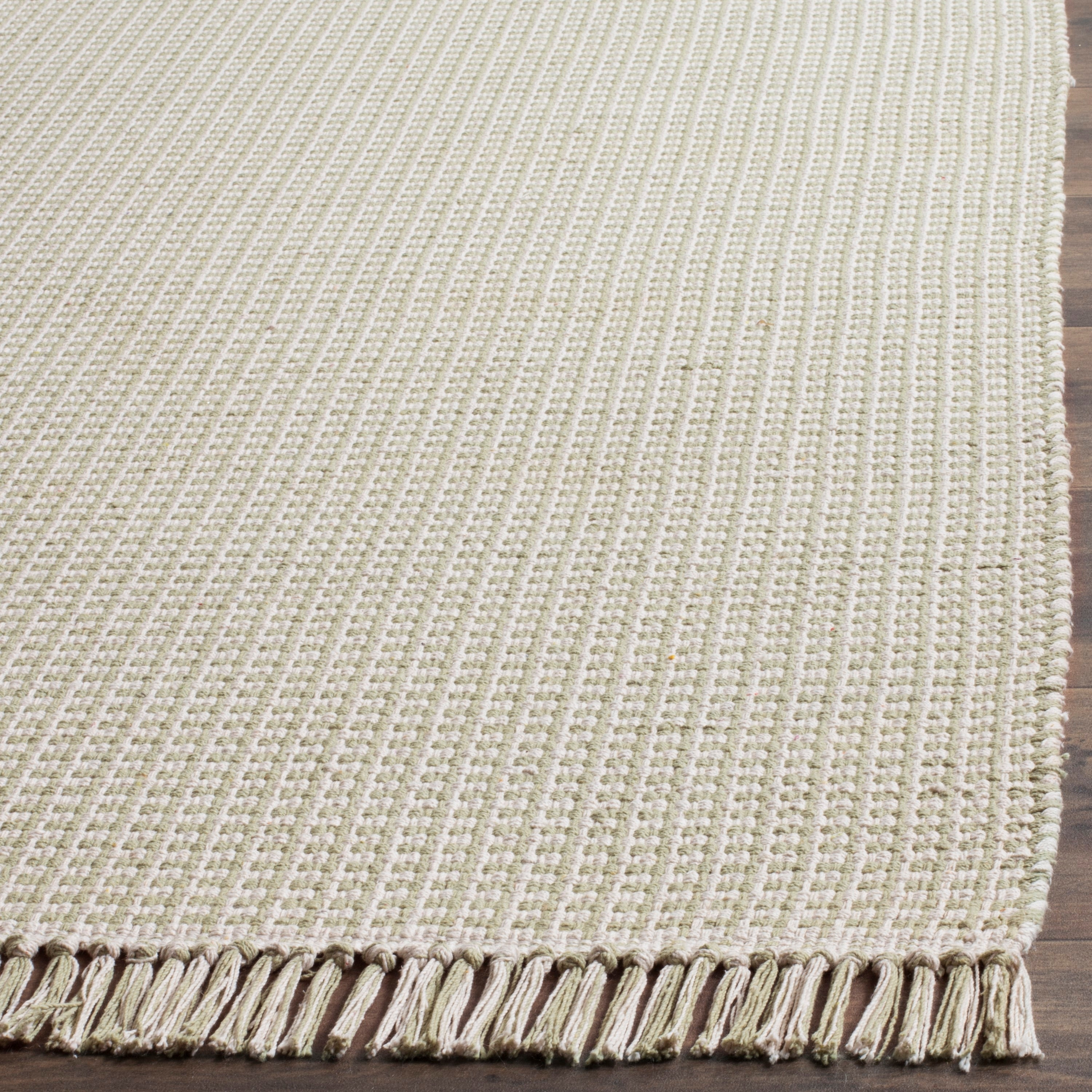 SAFAVIEH Montauk Patton Geometric Cotton Area Rug, Ivory/Green, 4' x 4' Square