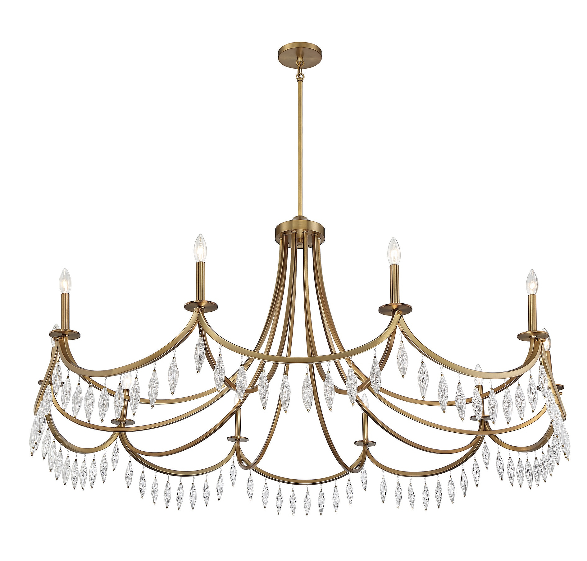 Vintage Glam Warm Brass Crystal 10-Light Chandelier