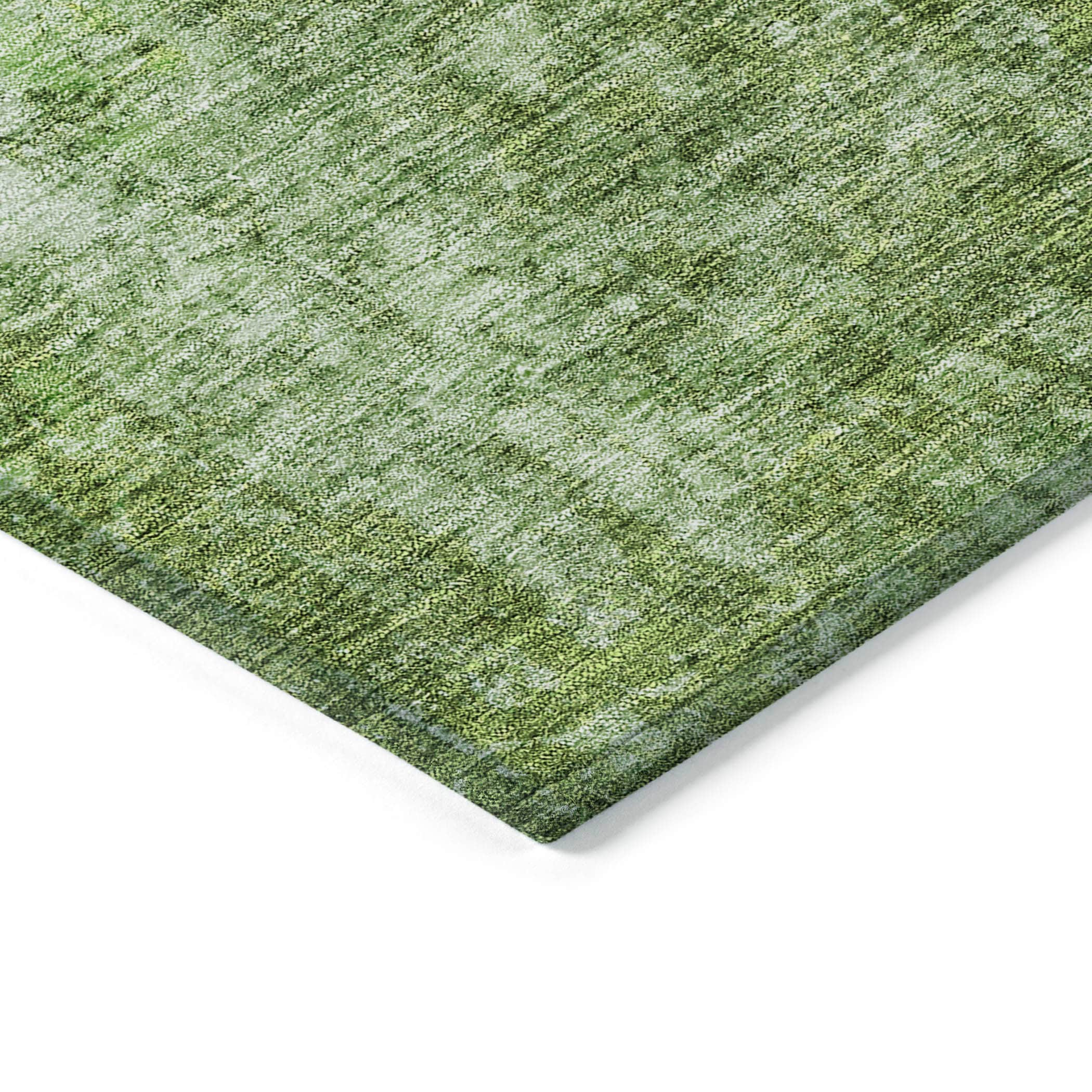Olive Green Synthetic Flat Woven Reversible Rug 1'8" x 2'6"