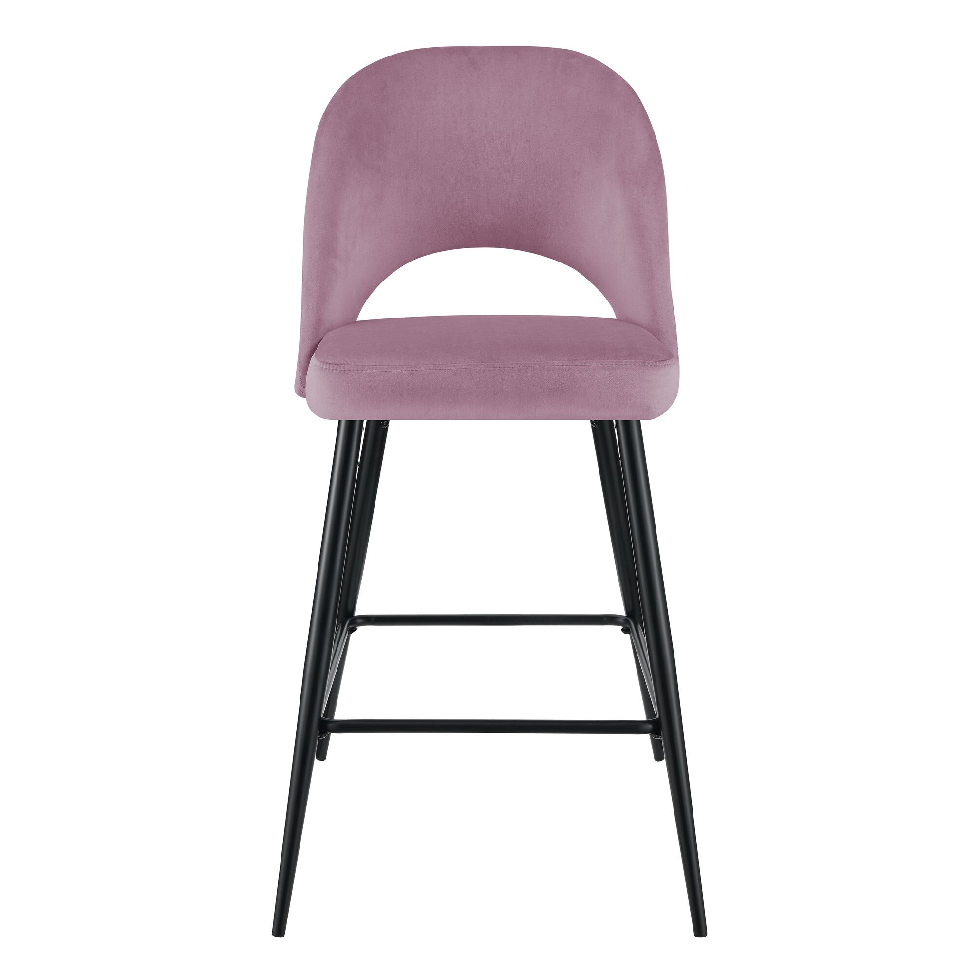 Picket House Furnishings Loran Bar Stool Set in Pink Velvet Fabric