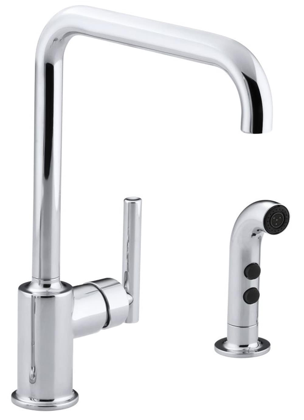 Purist® Two-Hole Kitchen Sink Faucet with 8" Spout and Matching Finish Sidespray