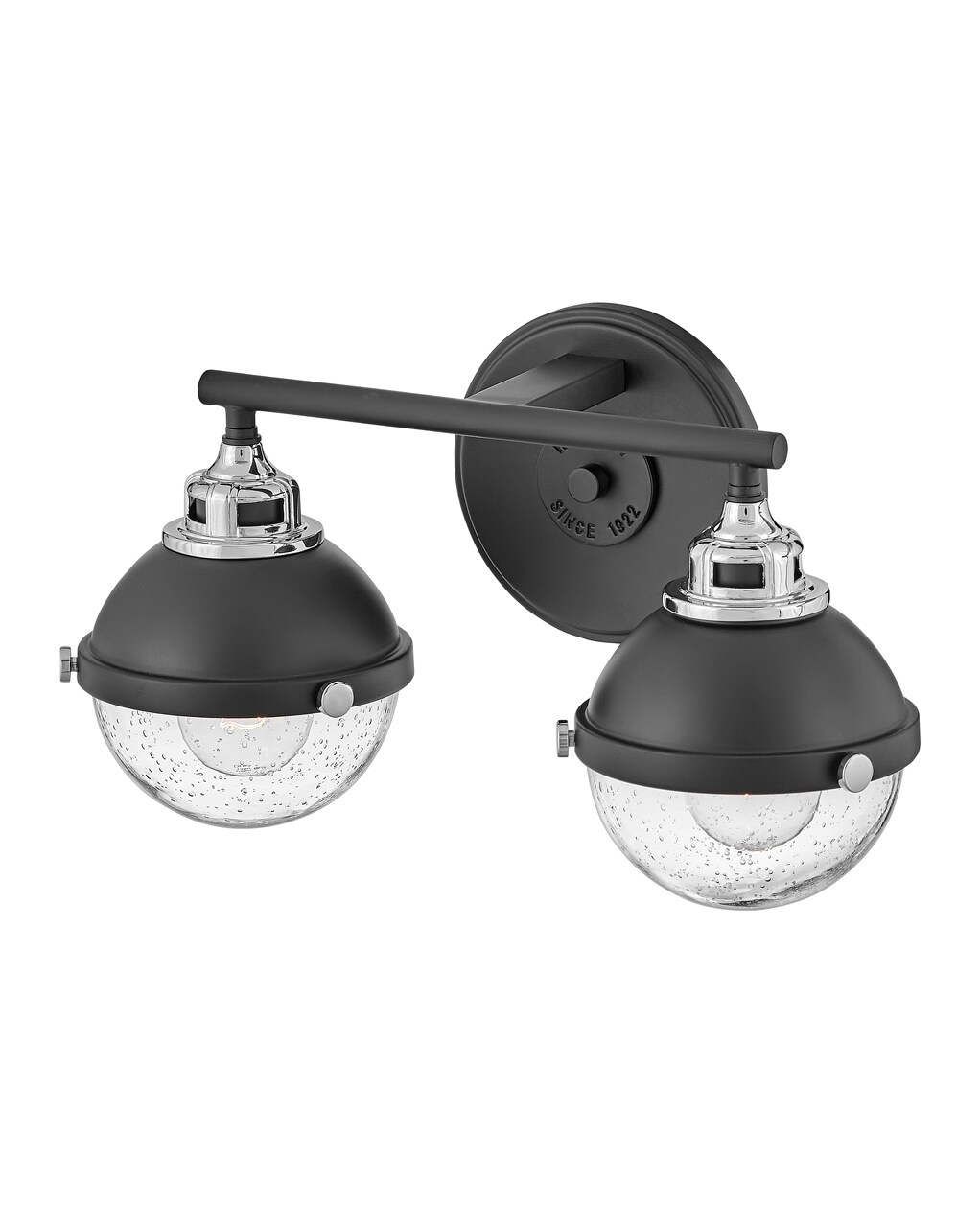 Fletcher Black Chrome 2-Light Outdoor Vanity Sconce with Clear Seedy Glass