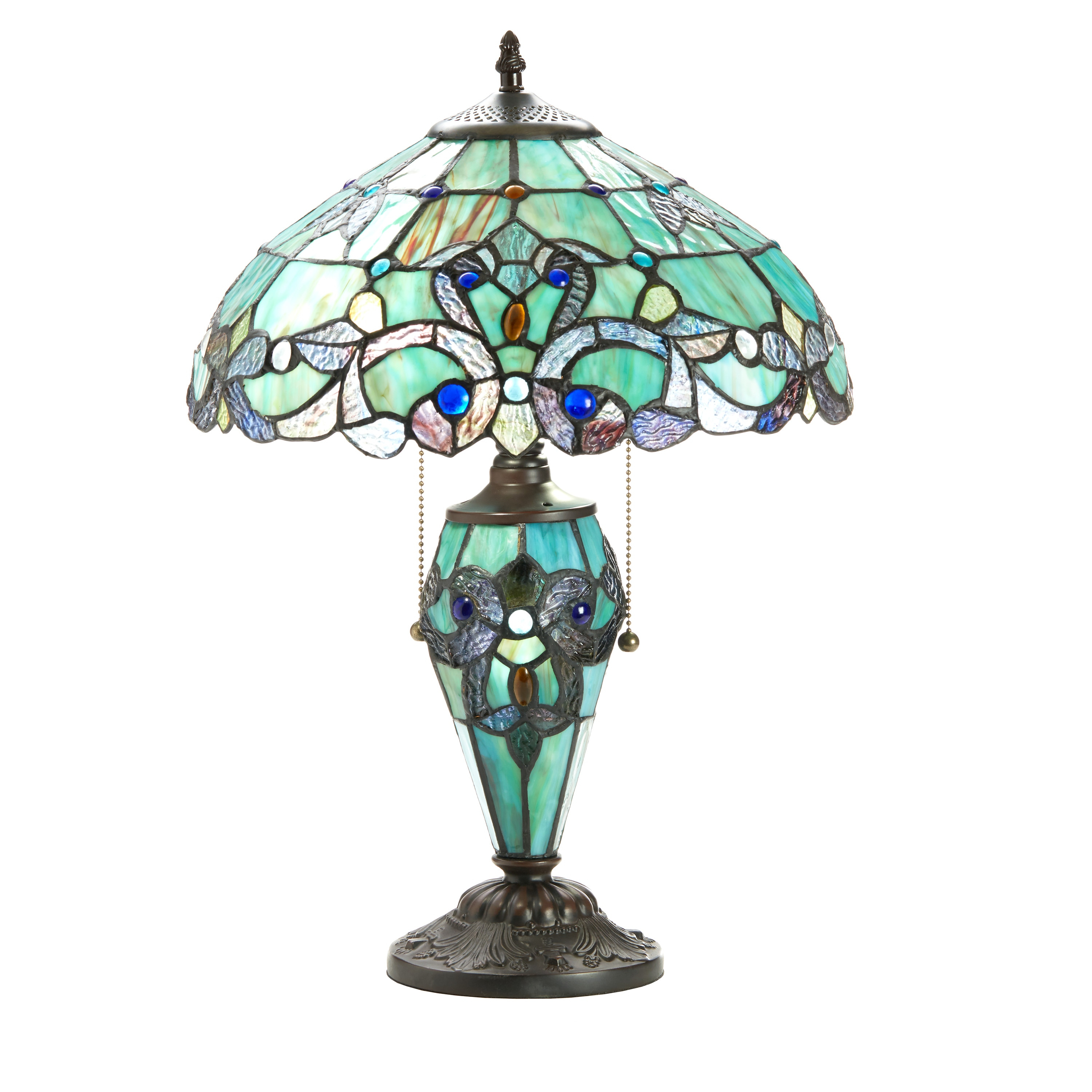 Harlow 20" Green Stained Glass Dome Accent Lamp