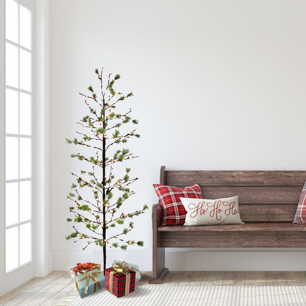 Puleo International 6 ft. Pre-Lit Twig Tree with 240 White LED Twinkle Lights
