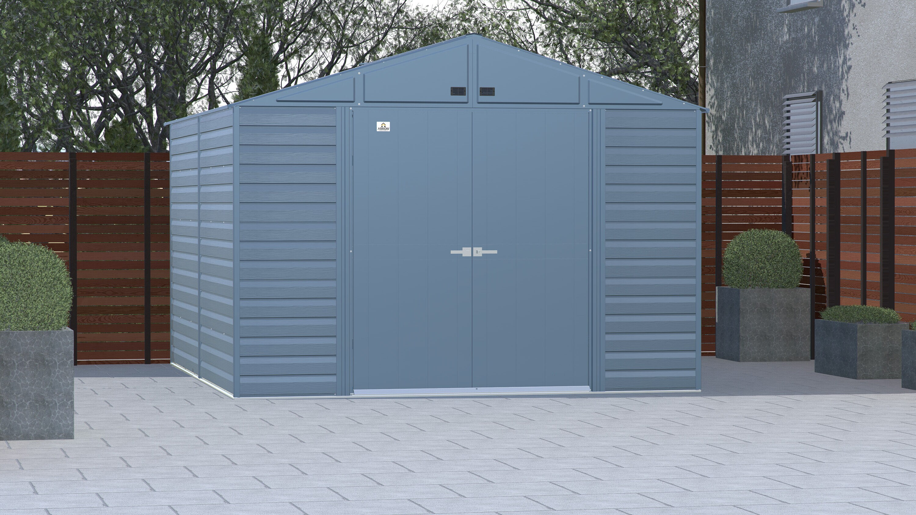 Arrow Select Steel Storage Shed Steel Storage Shed, 10x12, Blue Grey