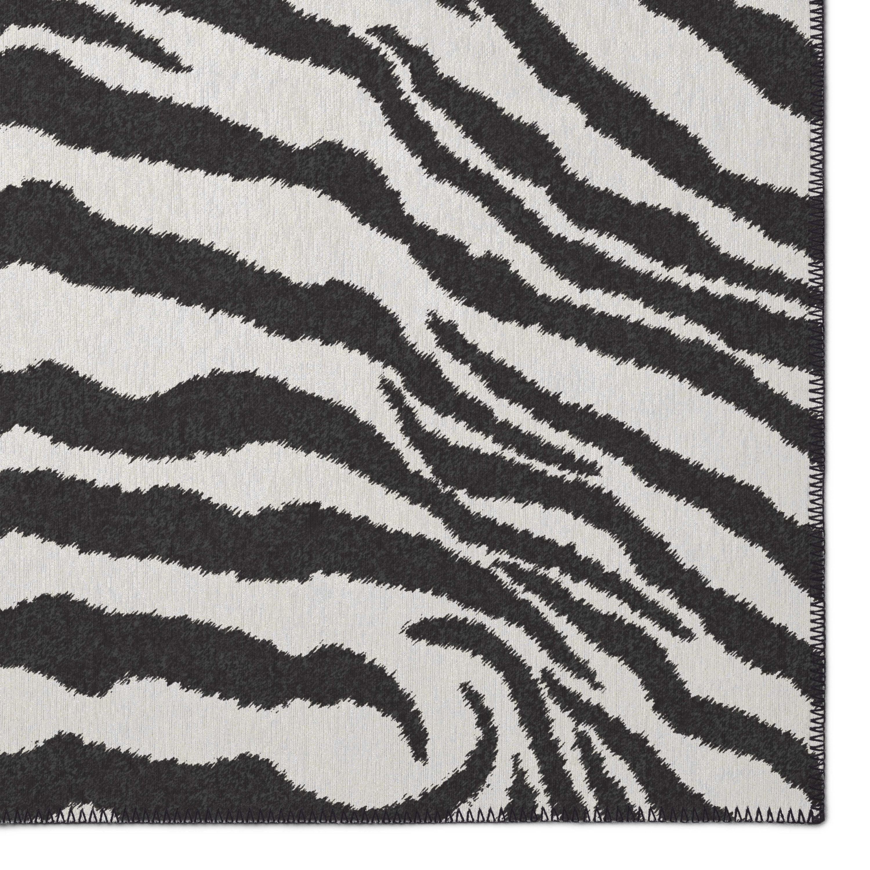 Addison Rugs Addison Indoor/ Outdoor Safari Zebra Animal Print Washable Area Rug 3' x 5' - Pearl