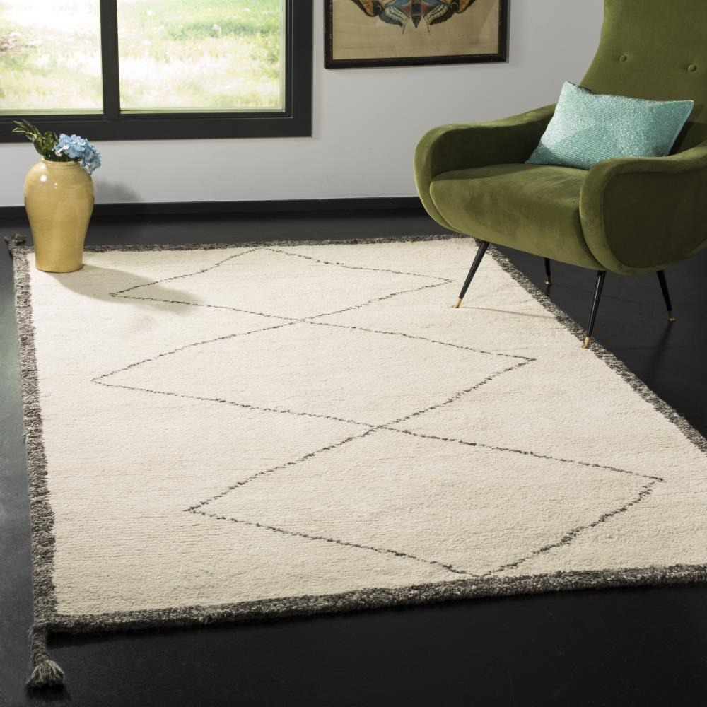 Ivory Hand-Tufted Wool Shag 4' x 6' Rug
