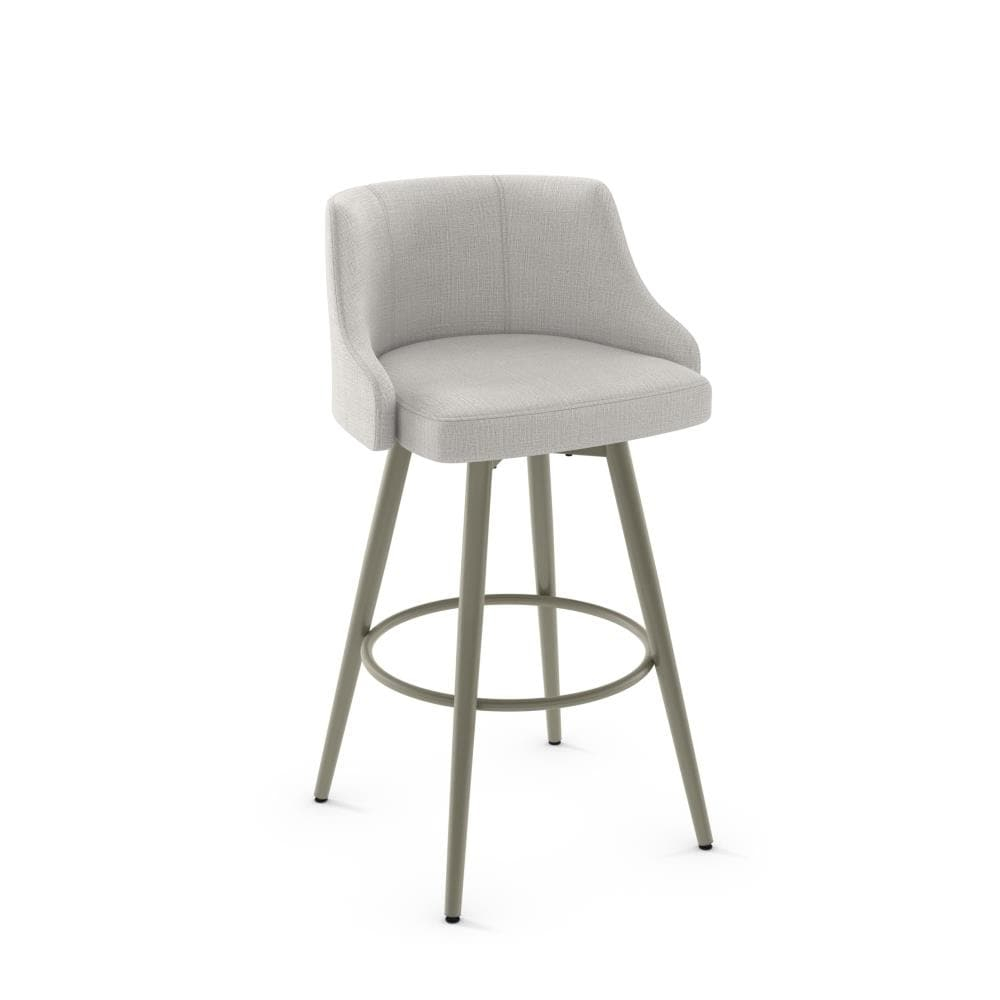 Amisco Duncan 26 In. Swivel Counter Stool - Pale Grey Beige Polyester / Grey Metal