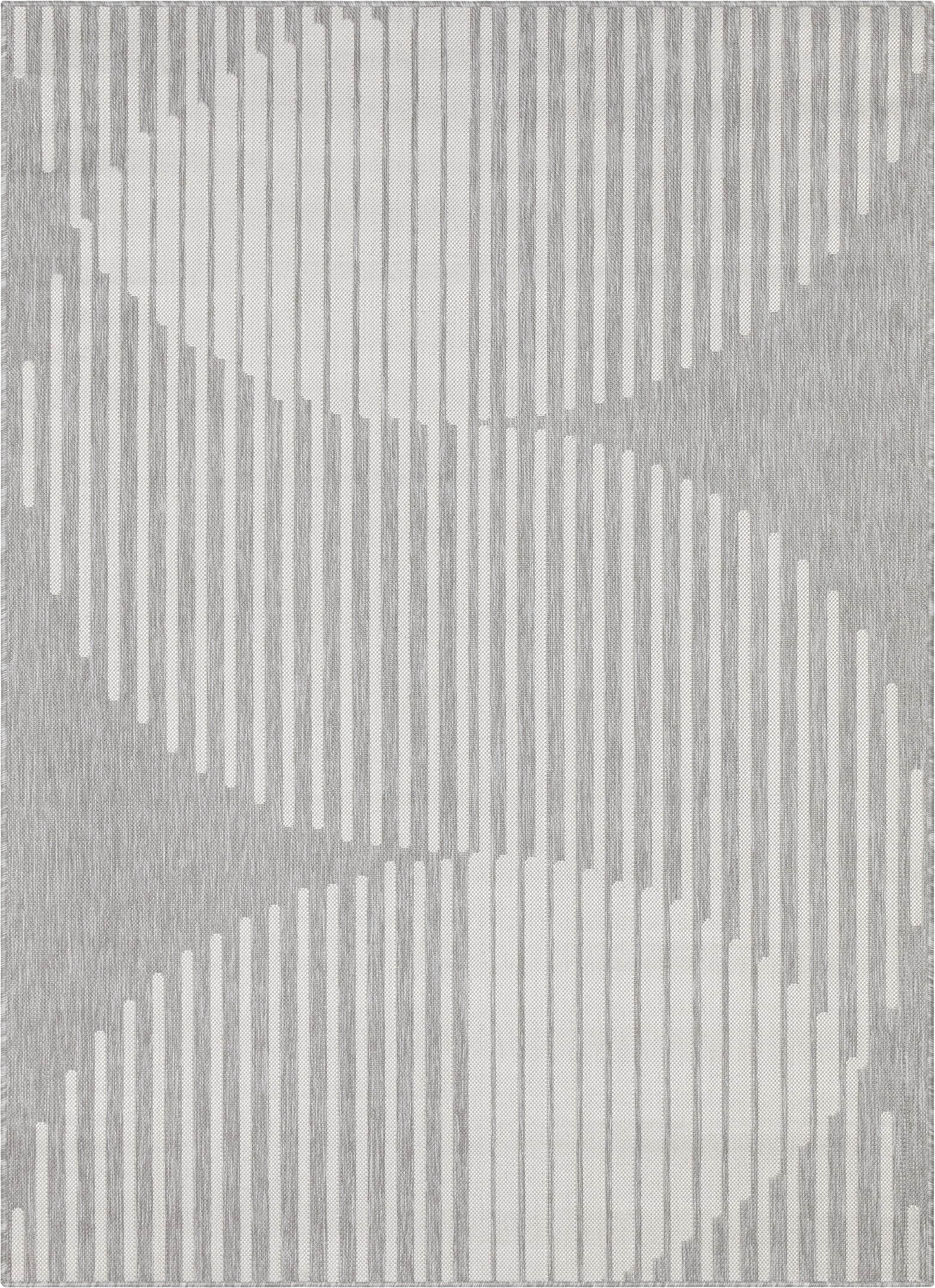 Well Woven Medusa Alder Modern Geometric Ivory Grey 5'3" x 7'3" Indoor Outdoor Area Rug