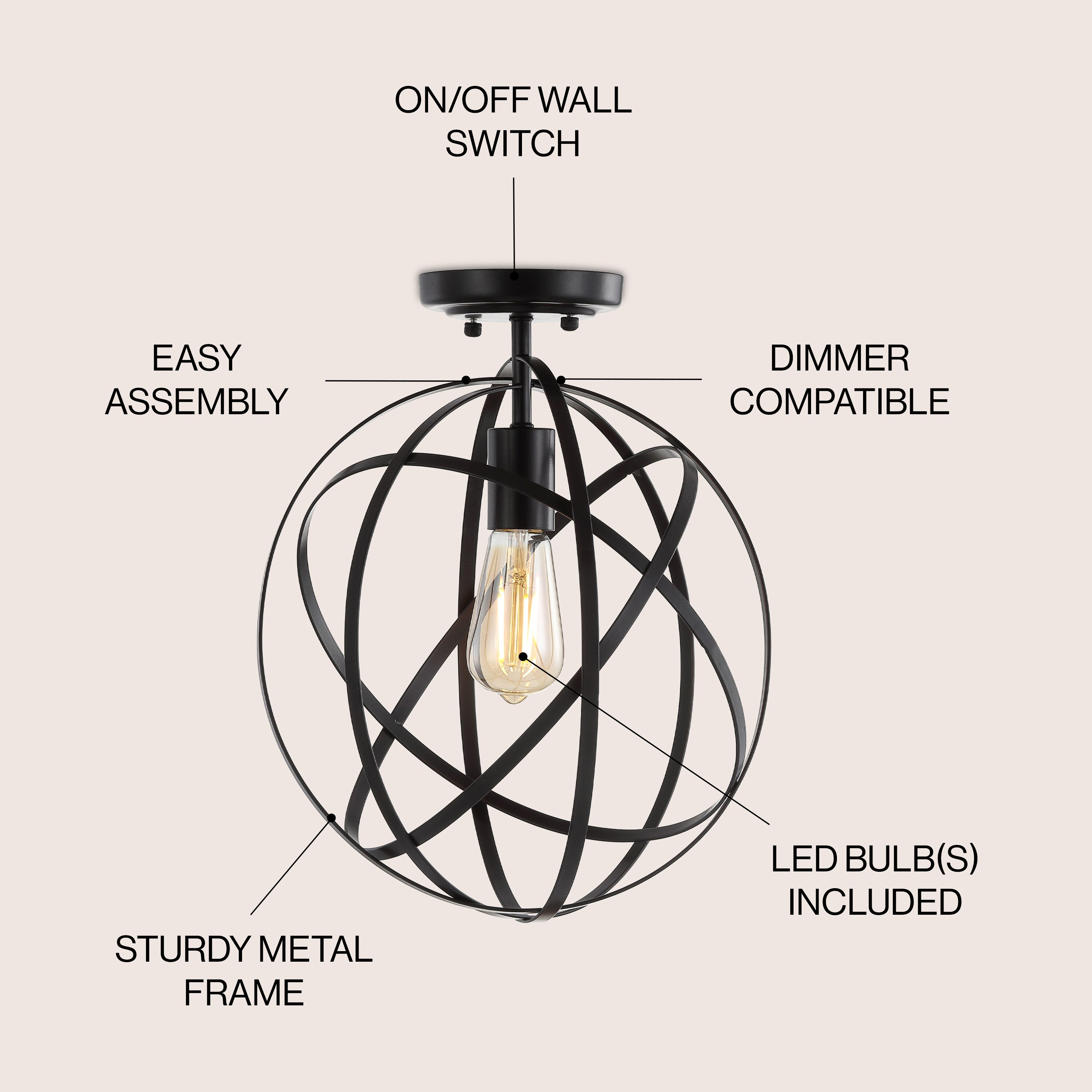 JONATHAN Y JYL9514A Alma 13" Metal LED Flush Mount Contemporary Dimmable, 2700K Cozy Warm Light, for Kitchen,Hallway,Bathroom,Stairwell, OilRubbedBronze