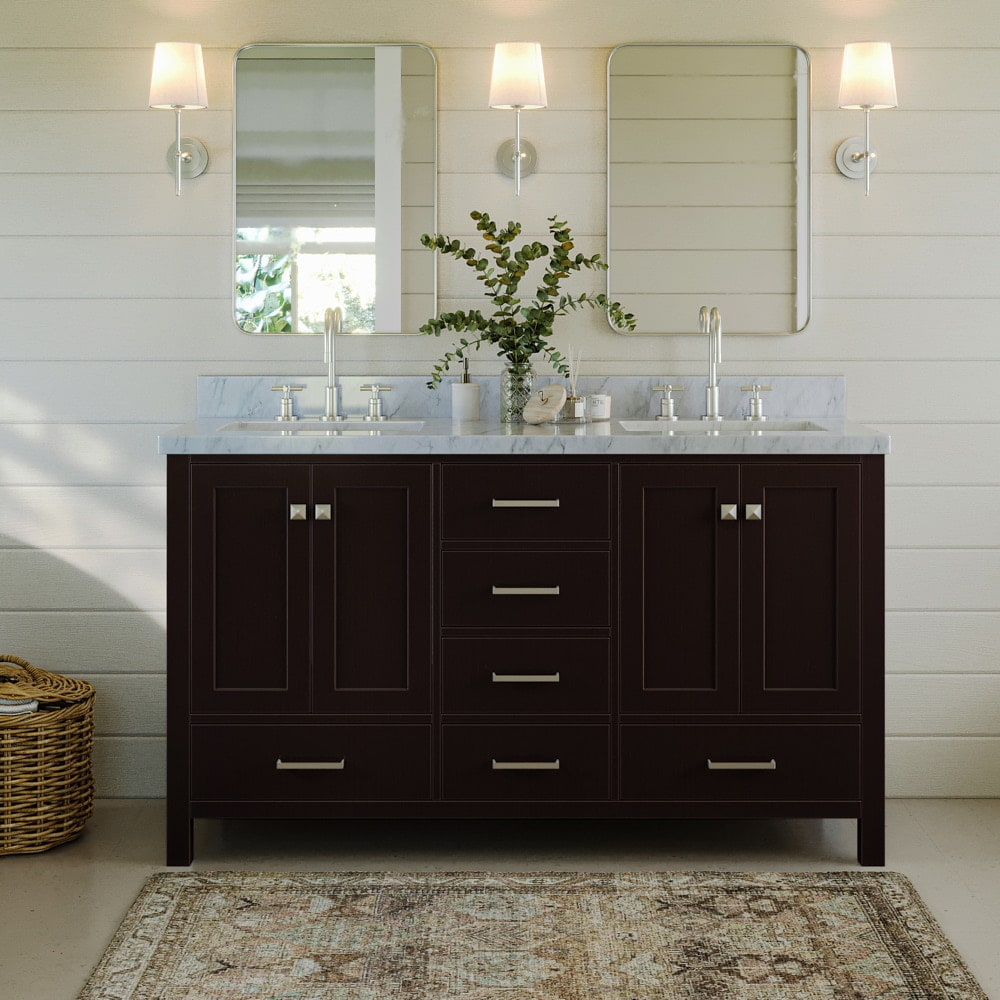 Ariel A061d-Bc Cambridge 60" Double Free Standing Vanity Cabinet Only - Brown
