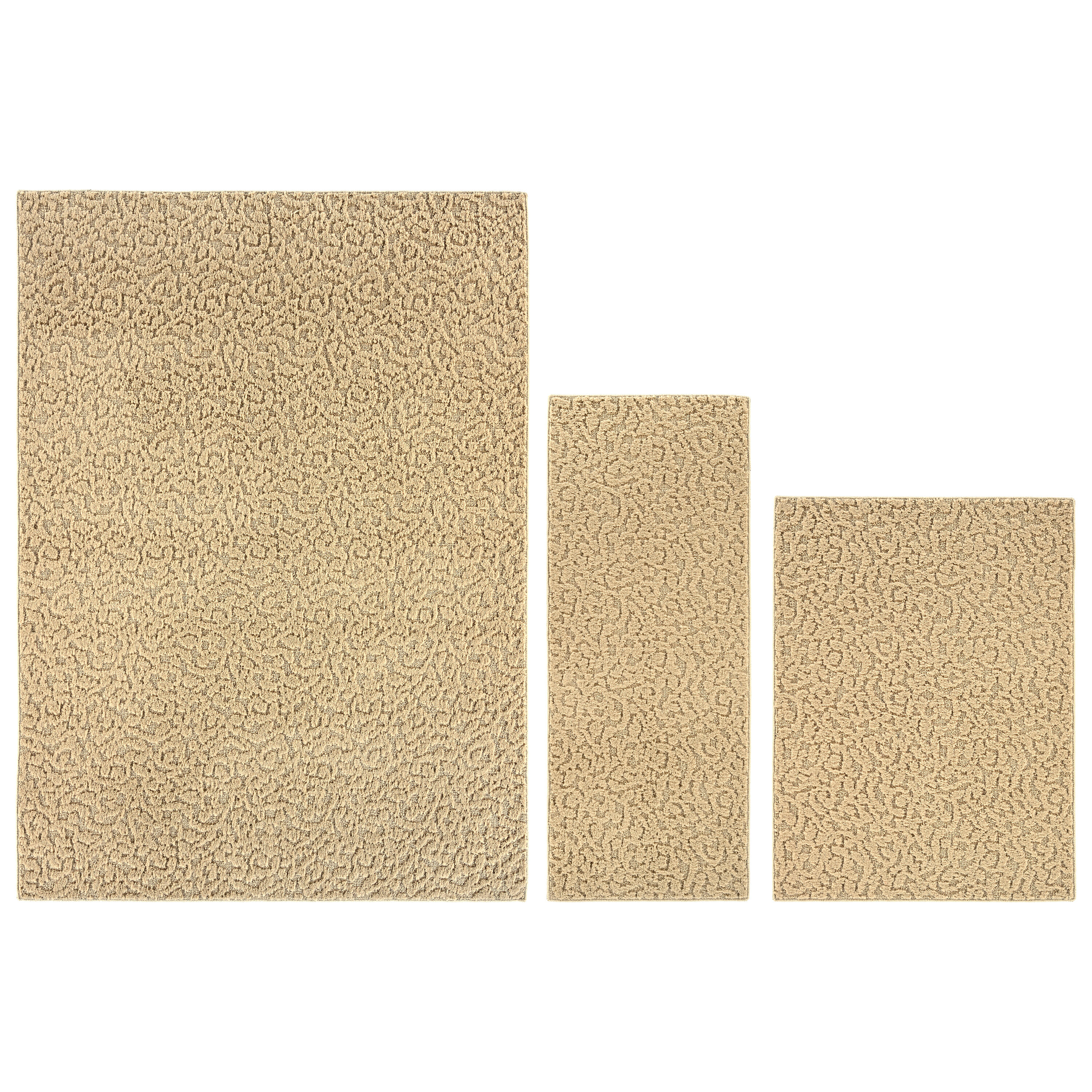 Garland Rug Ivy Indoor Rug Set, 3 Piece Set (5'x7', 3'x4', & 2'x5') Tan