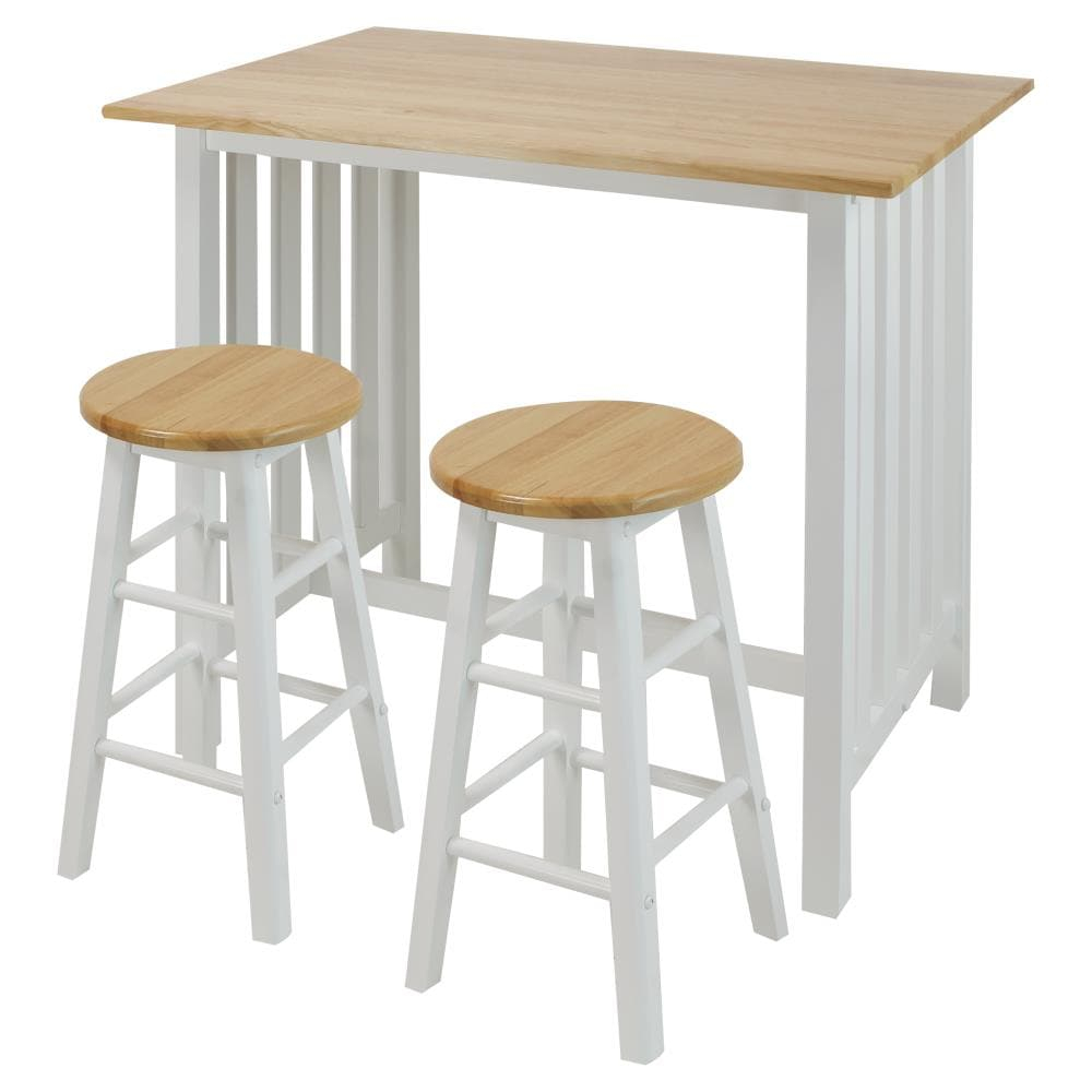 3-Piece Breakfast Set made with Solid Wood - White