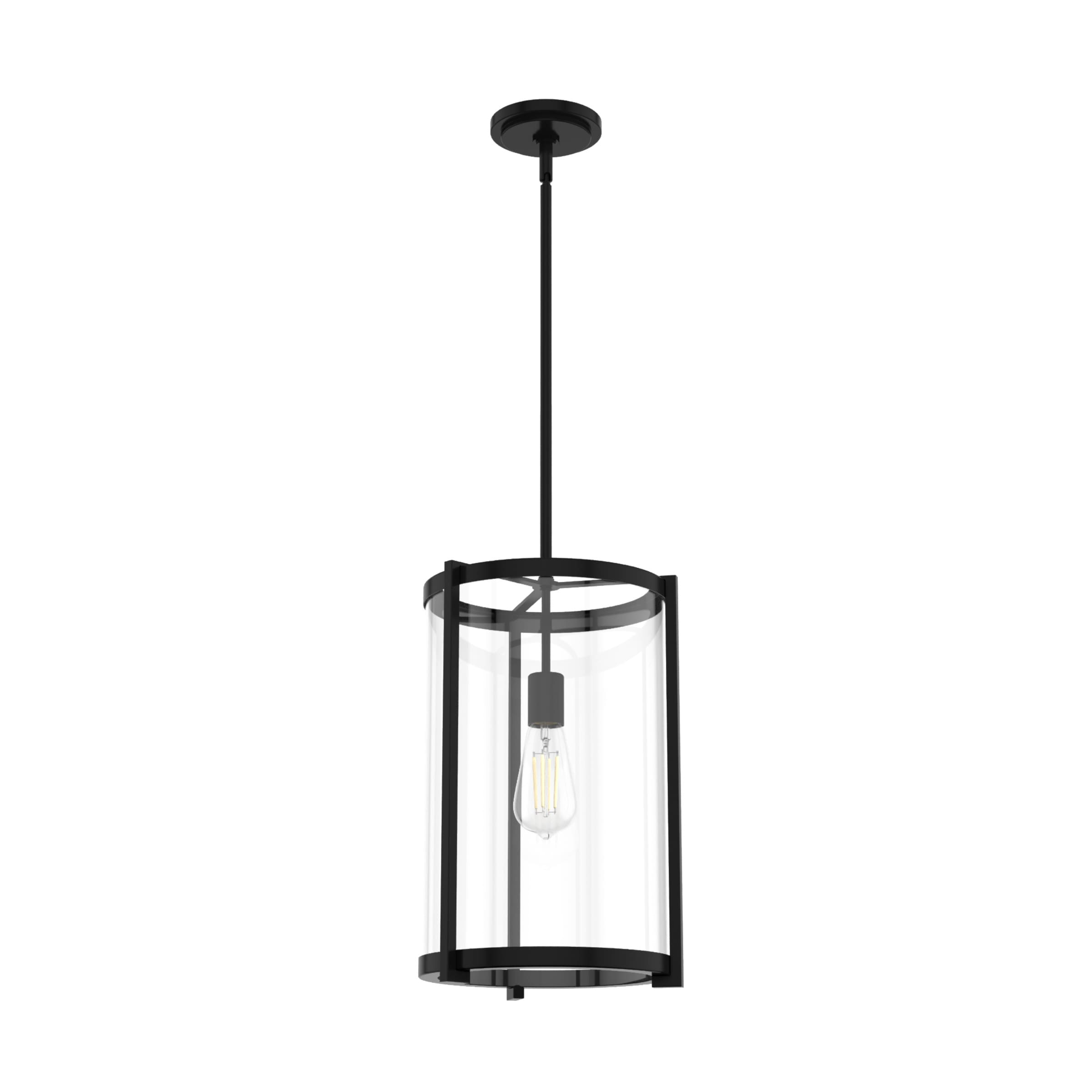 Hunter - Astwood 1-light Matte Black, Medium Size Pendant Light, Dimmable, Caged Style, Cylinder Shaped, for Bedrooms, Kitchens, Dining, Living Rooms - 19123