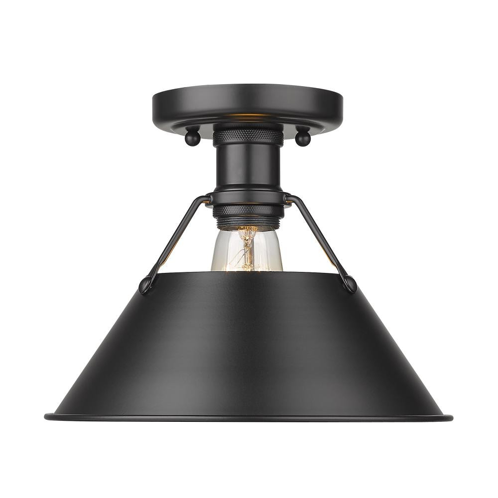 Golden Lighting Orwell 1-Light Flush Mount in Matte Black