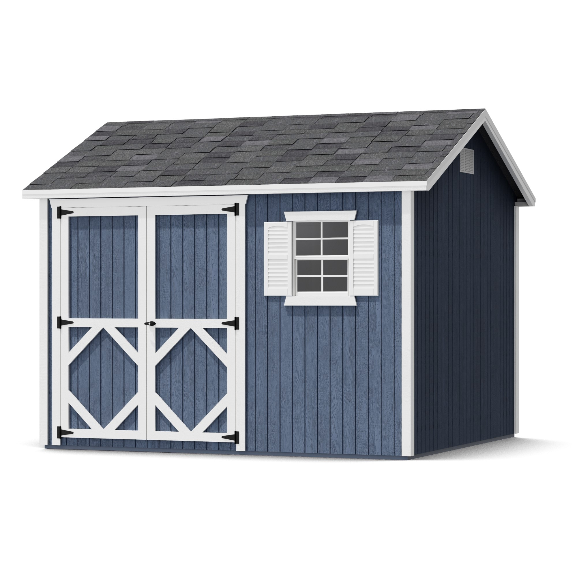 Classic Blue and White 10' x 10' Wooden Storage Shed Kit with Windows