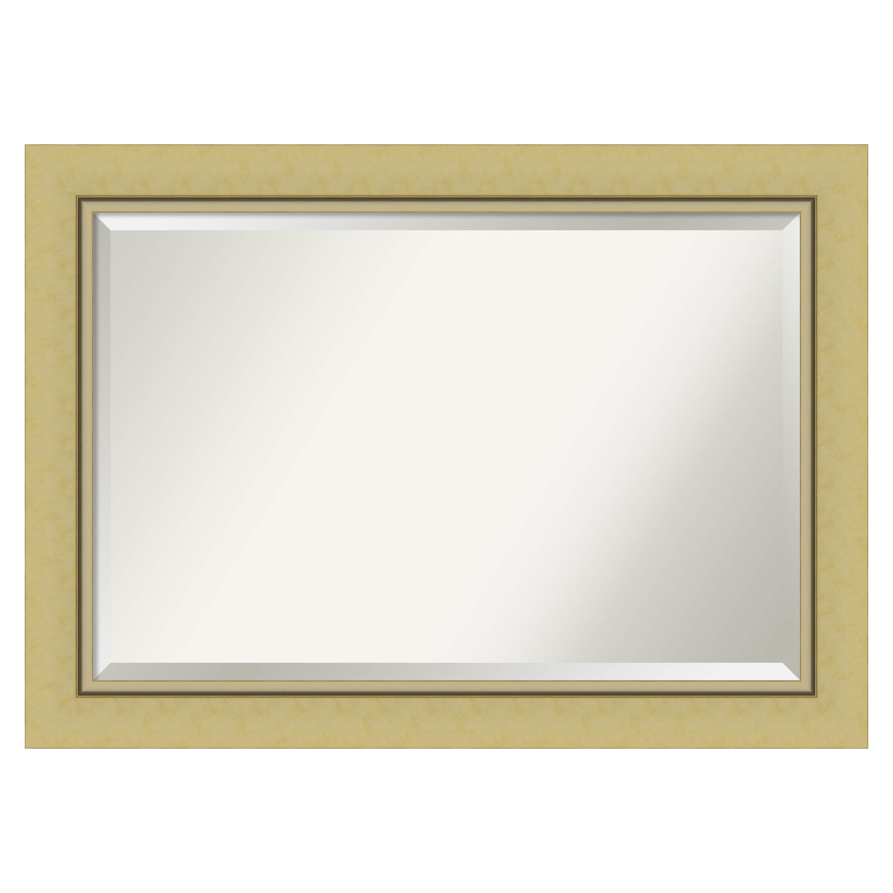Amanti Art Landon 42.25-in x 30.25-in Framed Rectangle Bathroom Vanity Mirror ( Glossy Gold )