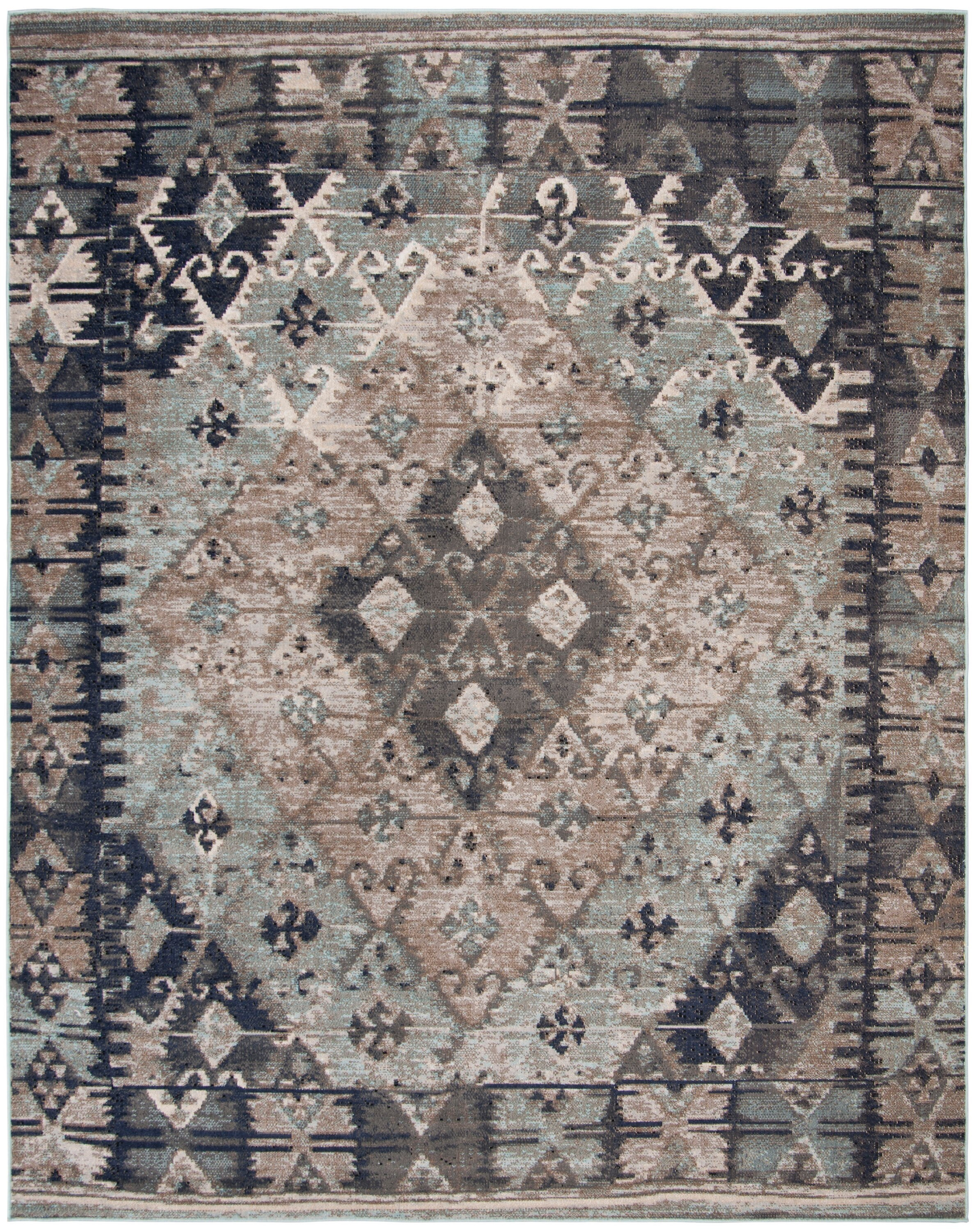 SAFAVIEH Outdoor MTG236K Montage Collection Blue / Grey Rug