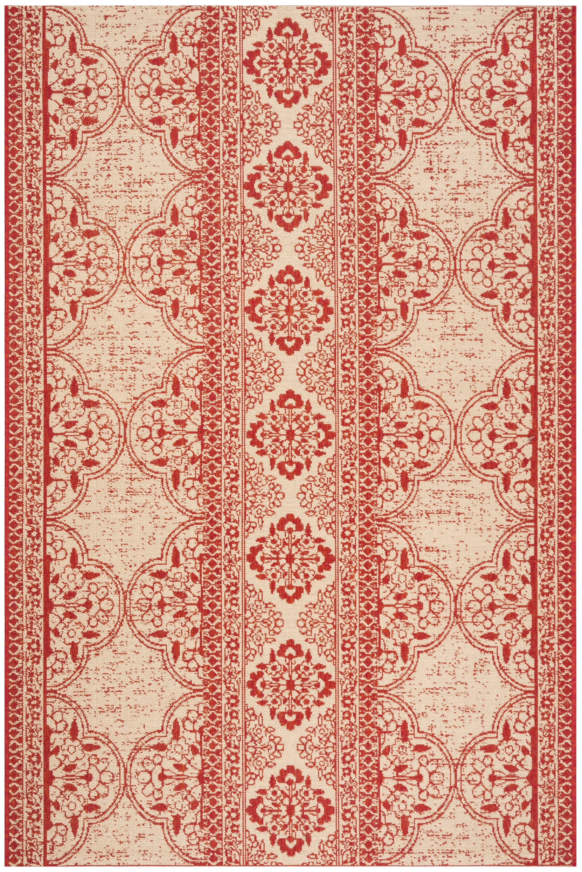 SAFAVIEH Beach House Kiaran Southwestern Indoor/Outdoor Area Rug Red/Cream, 5'3" x 7'6"