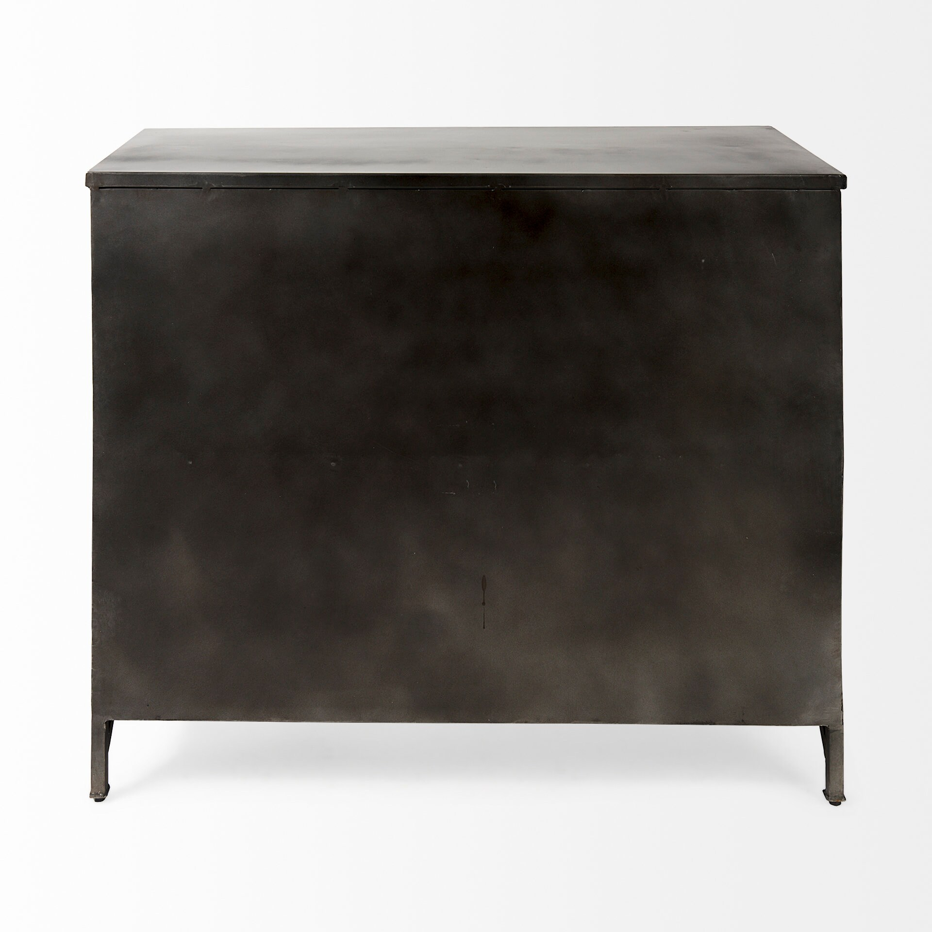 Poppy Black Iron Glass Paneled Distressed Sideboard with Storage