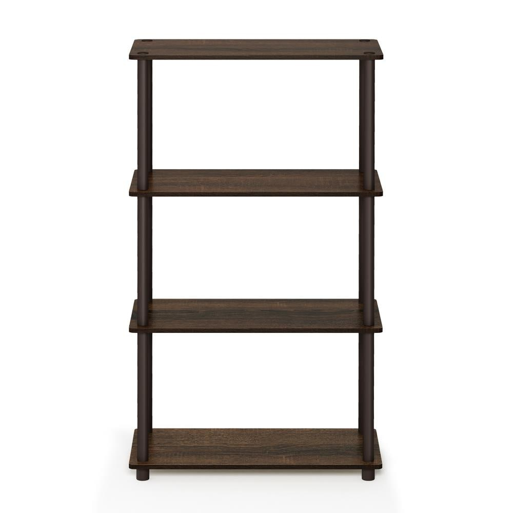 99557WN-BR Turn-N-Tube 4-Tier Multipurpose Shelf Display Rack - Walnut & Brown