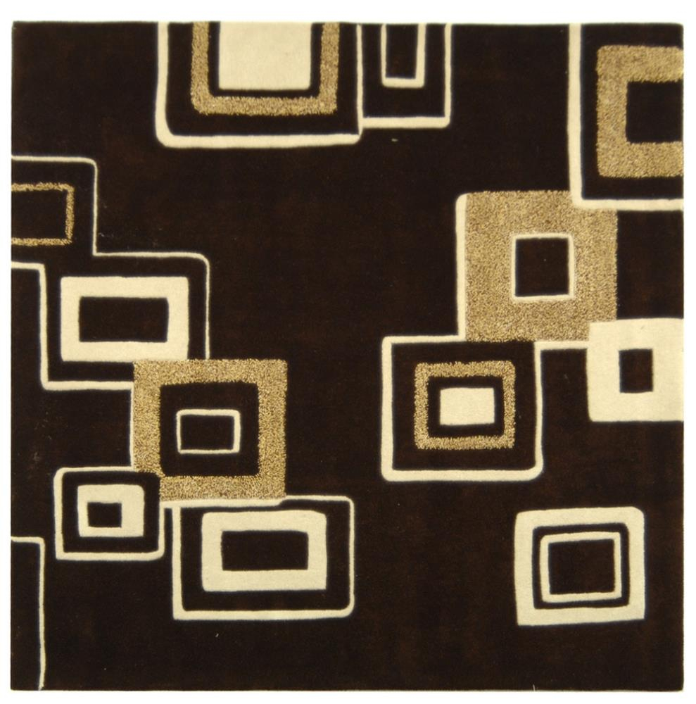 SAFAVIEH Soho Samia Geometric Wool Area Rug, Brown/Beige, 6' x 6' Square
